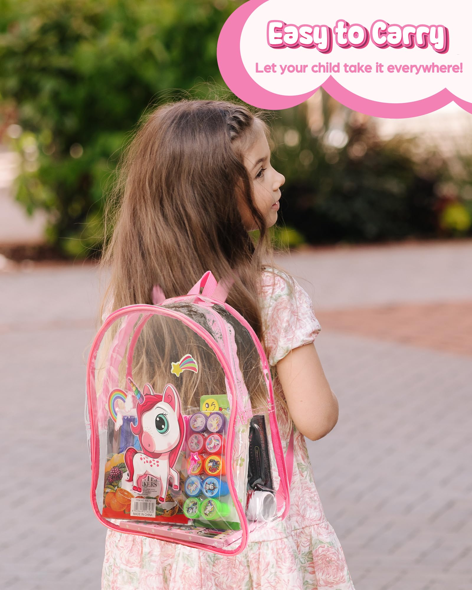 Foto 7 pulgar | Mochila Transparente D-fantix Unicorn De Art Supplies Para Niños Pequeños - Venta Internacional.