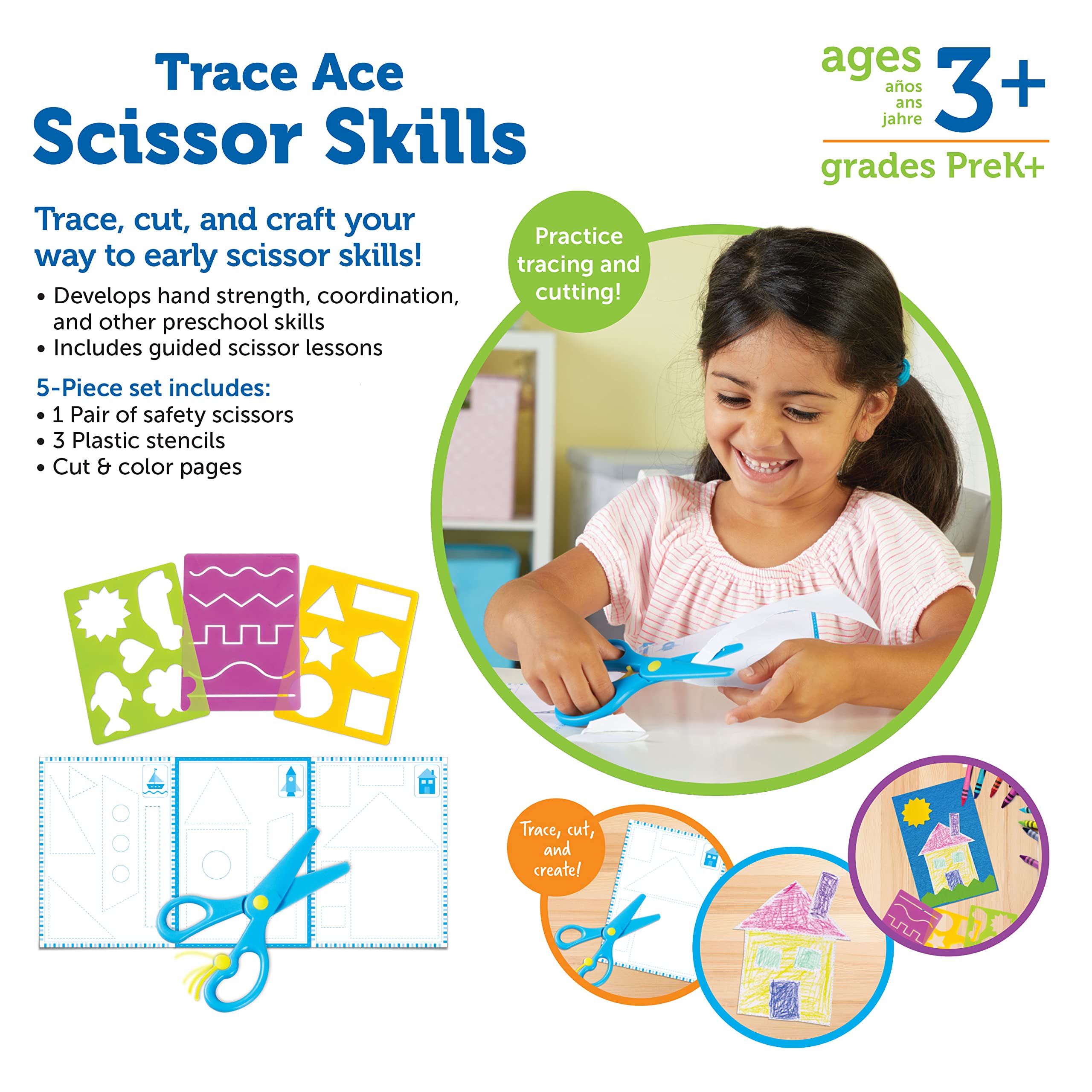 Foto 8 pulgar | Set Scissor Skills Resources Learning Resources Trace Ace 7 Pieces 3+ - Venta Internacional.