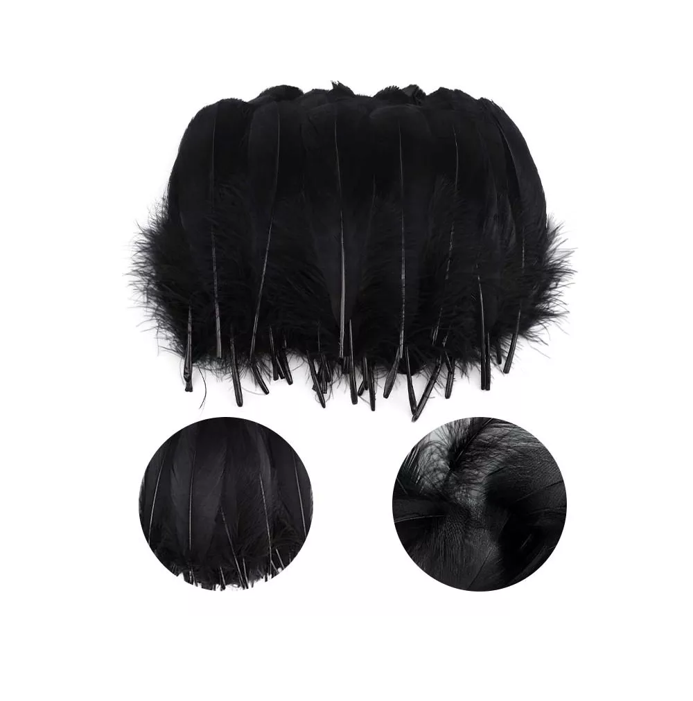 Foto 5 pulgar | 100 Plumas De Ave Ganso Pavo Decorativa Mide Entre 10 Cm A 15 Cm Negro