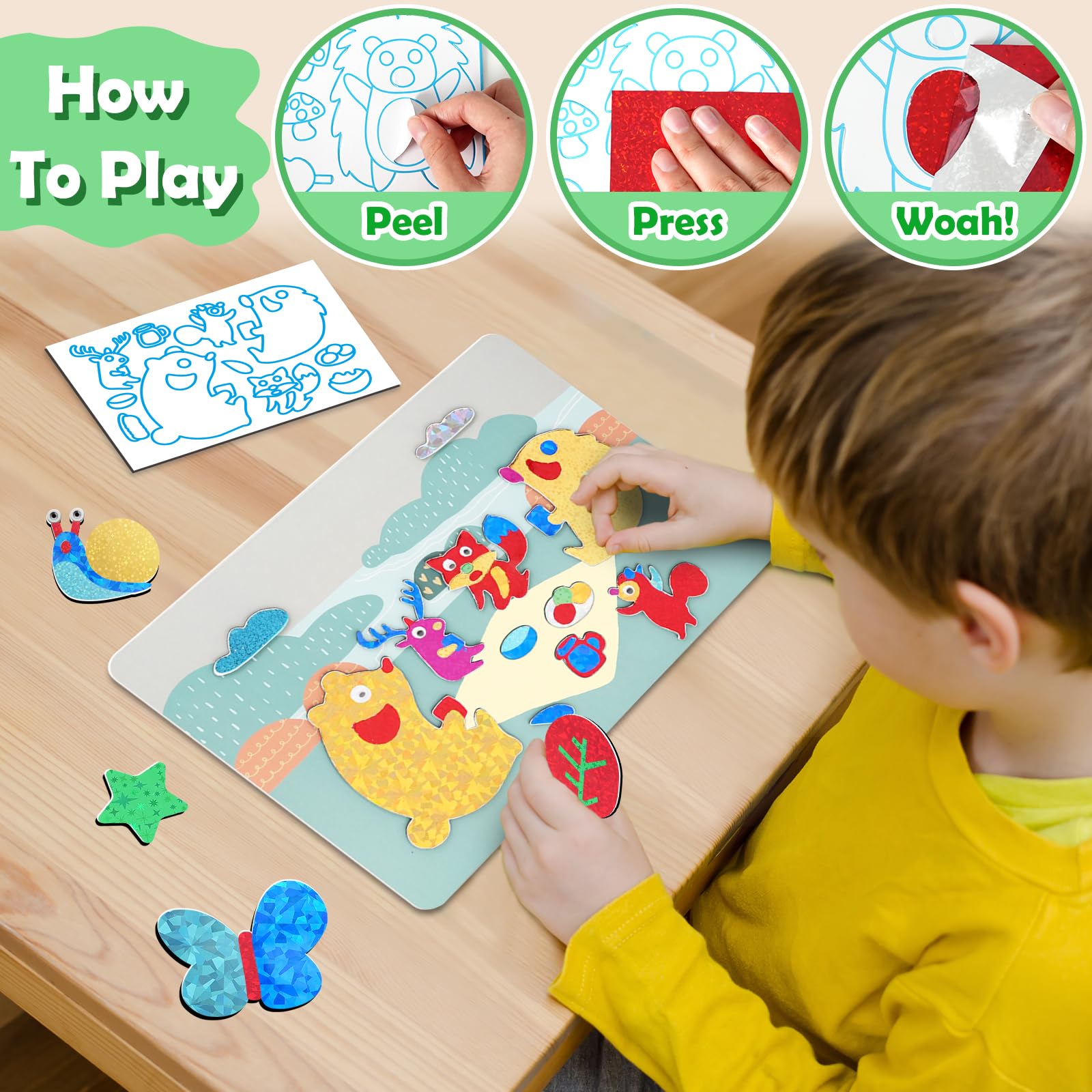 Foto 3 | Kit De Arte De Aluminio Zmlm Para Niños Con 100 Pegatinas De Espuma Y 100 Láminas - Venta Internacional.