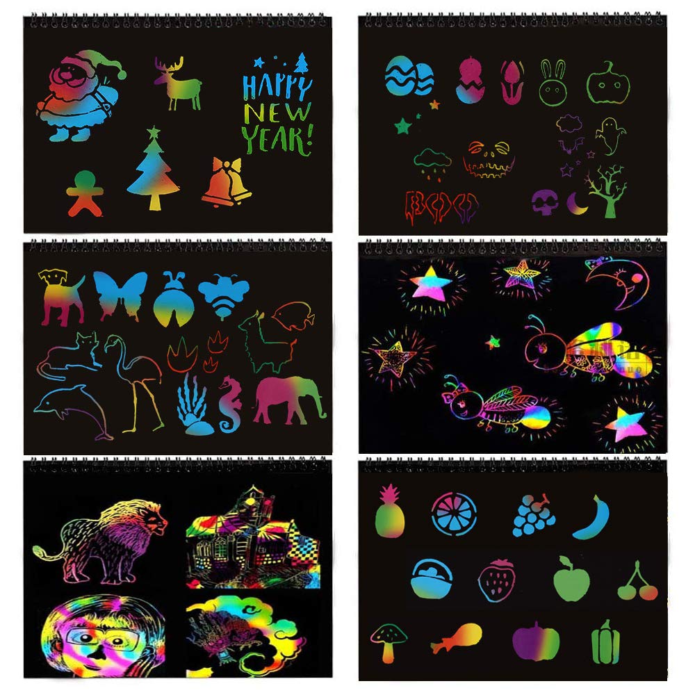Foto 7 pulgar | Scratch Art Books Mbjrfu Rainbow Scratch Paper Para Niños Mayores De 3 Años - Venta Internacional.