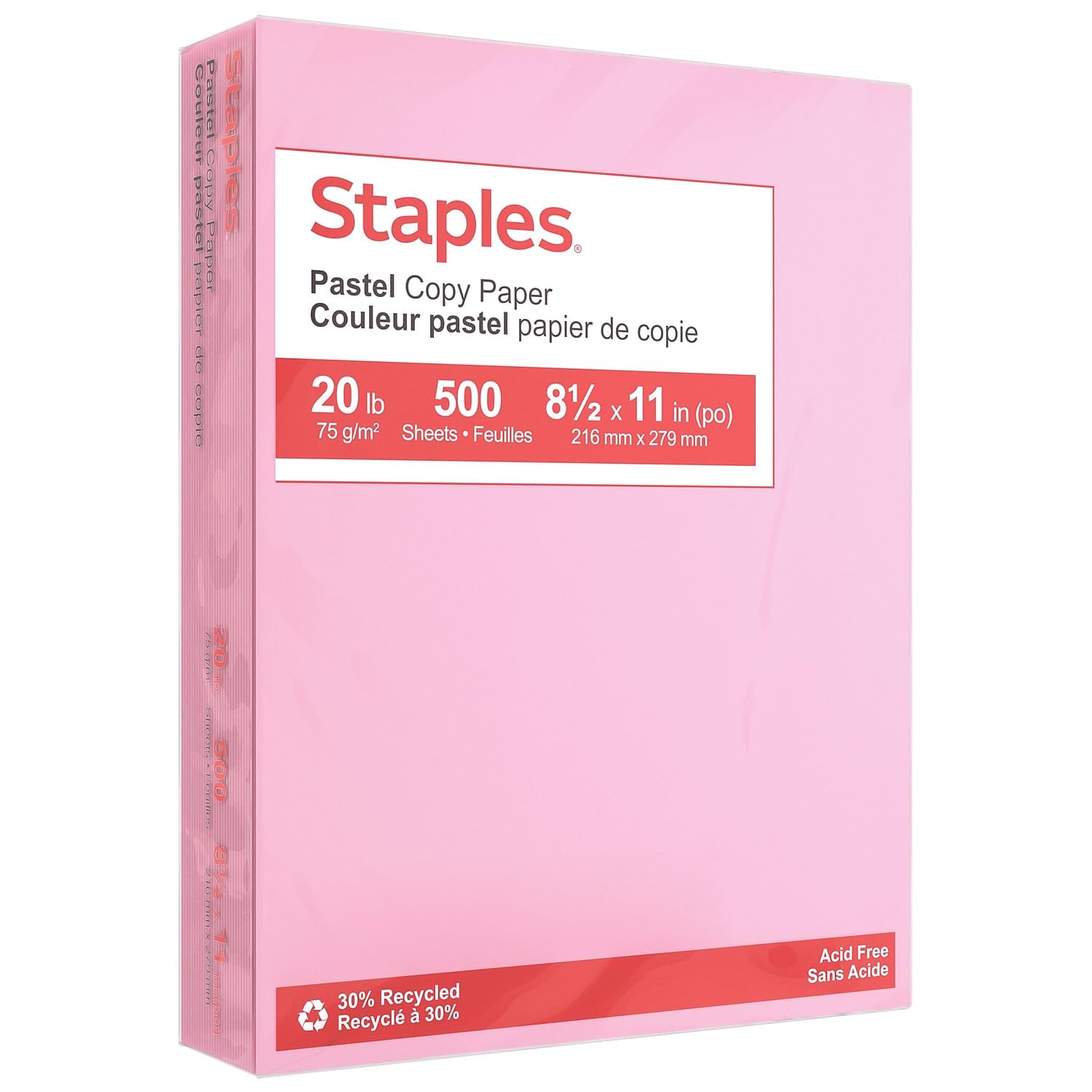 Foto 1 | Papel De Copia Staples 490935, Rosa Pastel, 8.5 X 11 Pulgadas, 20 Libras, 500 Hojas - Venta Internacional.