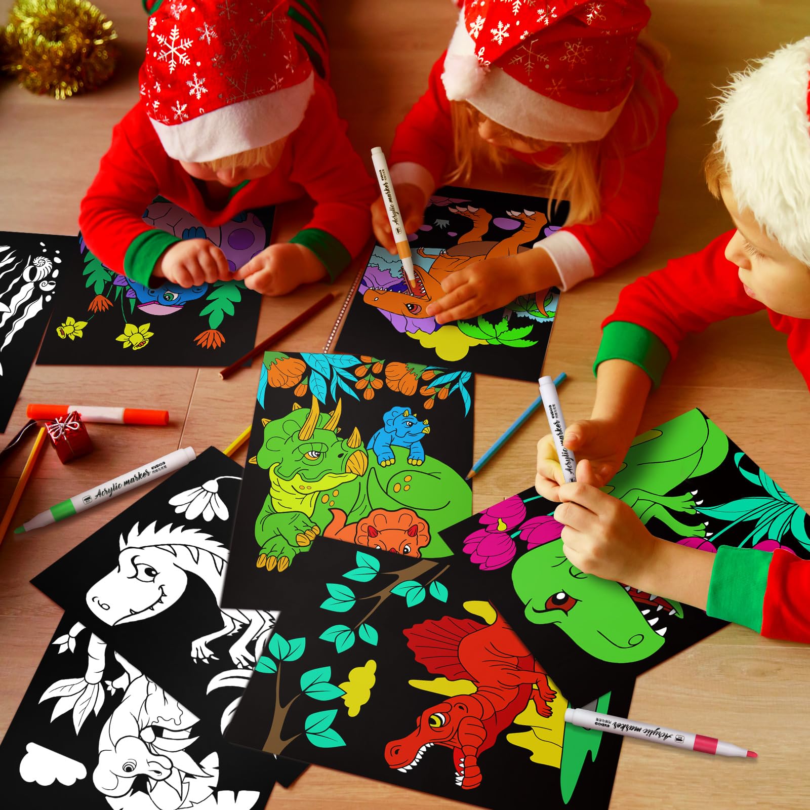 Foto 3 pulgar | Pósteres Para Colorear Zhanmai Back To School Dinosaur Con Bolígrafos - Venta Internacional.