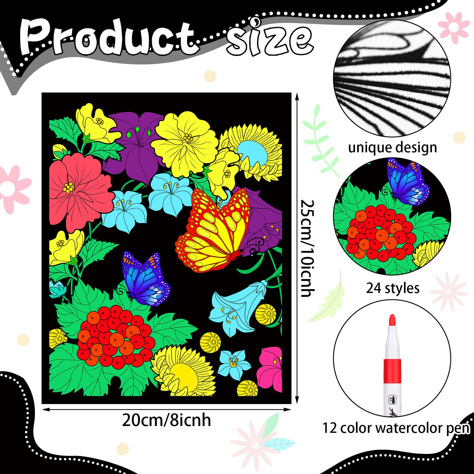 Foto 4 pulgar | Pósteres Para Colorear Zhanmai, Paquete De 48 Unidades De Terciopelo Animal Con Bolígrafos - Venta Internacional.