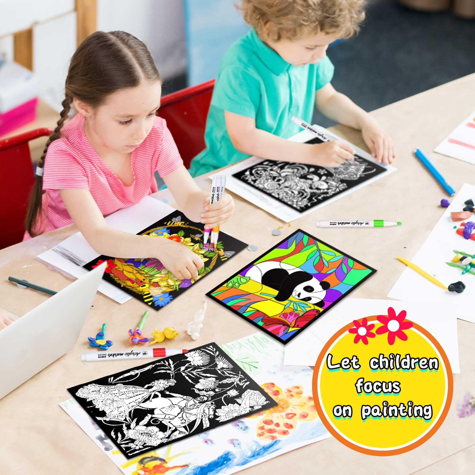Foto 7 pulgar | Pósteres Para Colorear Zhanmai, Paquete De 48 Unidades De Terciopelo Animal Con Bolígrafos - Venta Internacional.