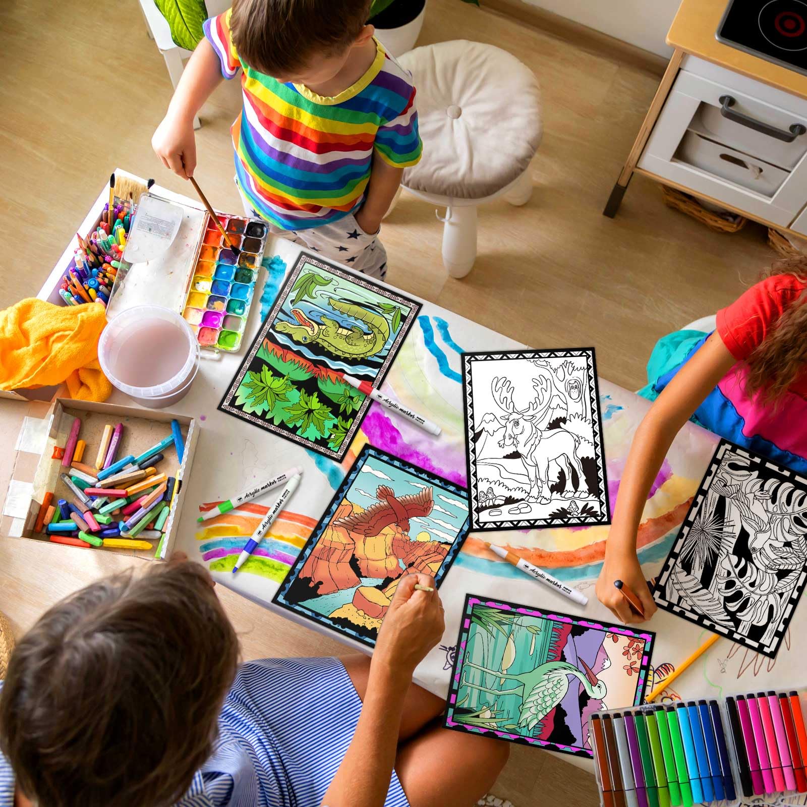 Foto 7 | Pósteres Para Colorear Y Bolígrafos De Acuarela De Los Parques Nacionales De Zhanmai - Venta Internacional.