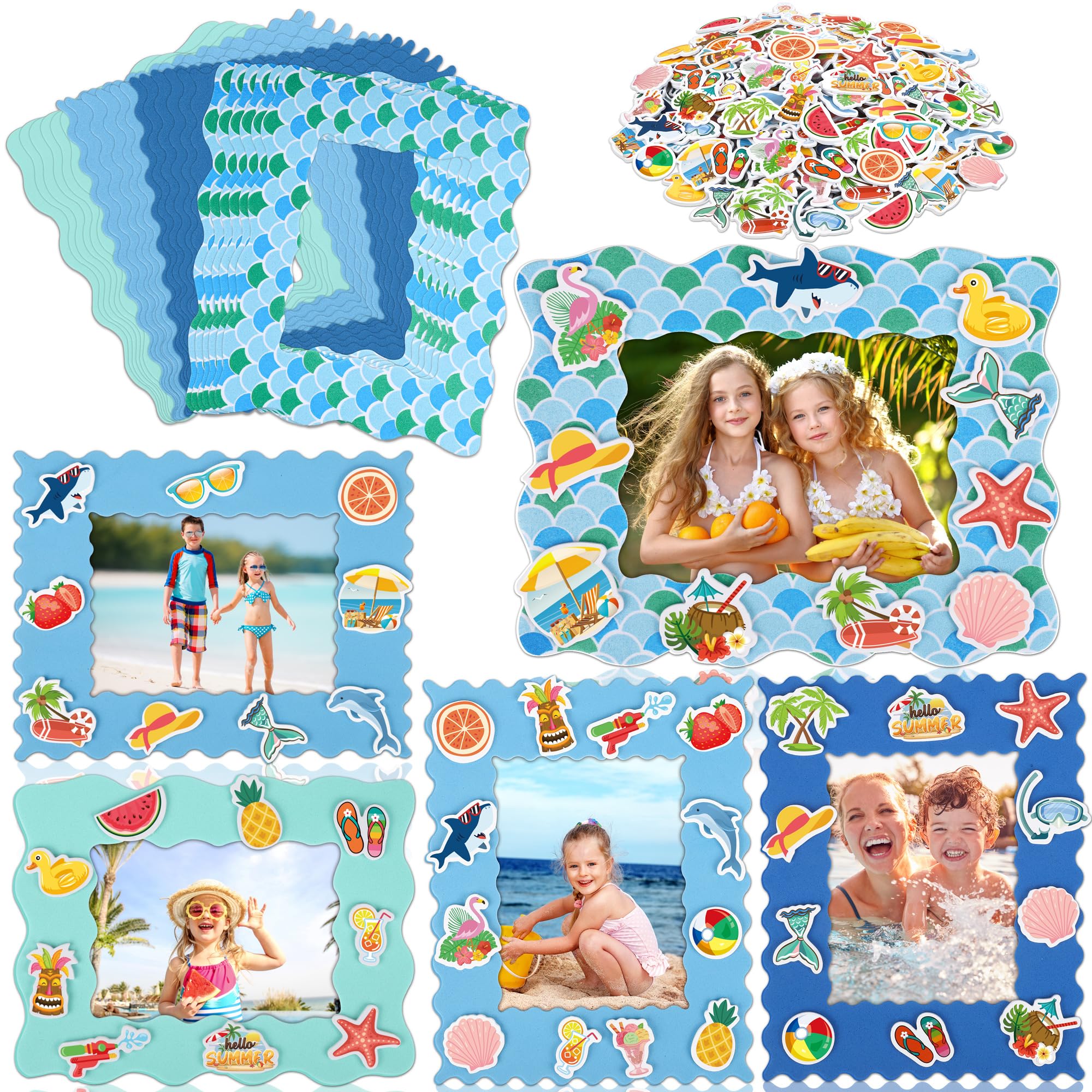 Foto 1 | Kit De Marcos De Fotos De Espuma Con Diseño De Sirena De Verano De Fovths, 24 Unidades, Con Pegatina - Venta Interna