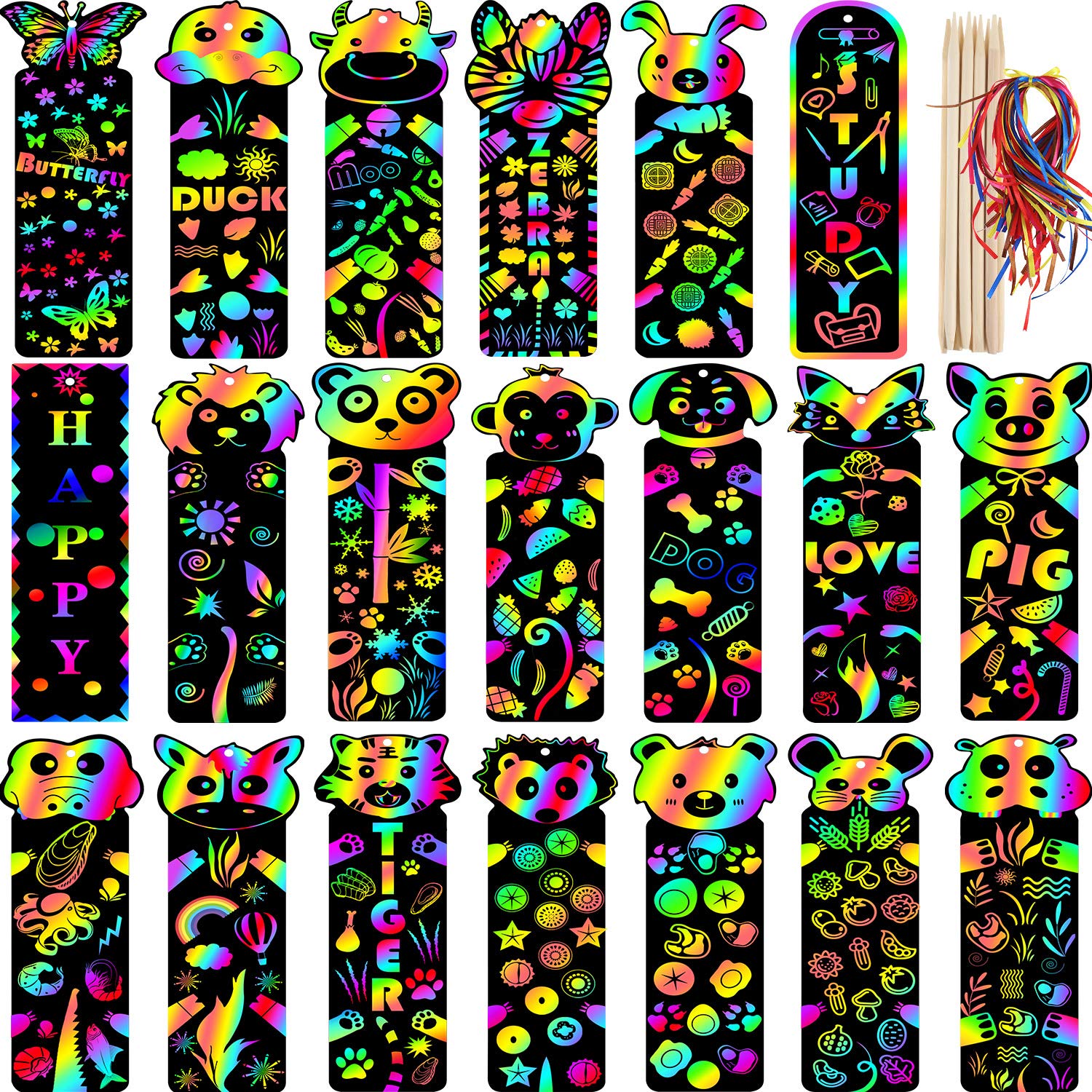 Foto 2 pulgar | Marcadores Scratch Art Blulu, 100 Unidades, 20 Estilos, Para Niños - Venta Internacional.