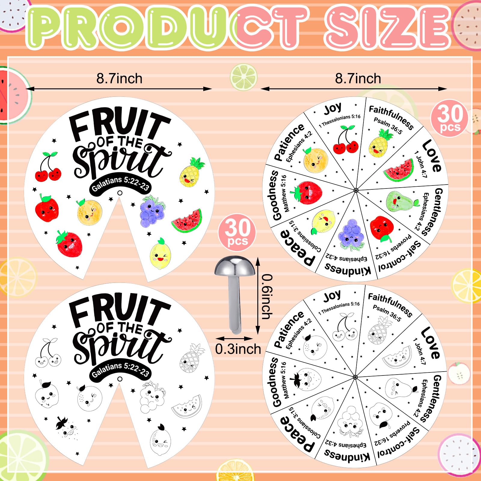 Foto 3 pulgar | Juego De Ruedas Para Colorear Spiareal Fruit Of The Spirit Para Niños - Venta Internacional.