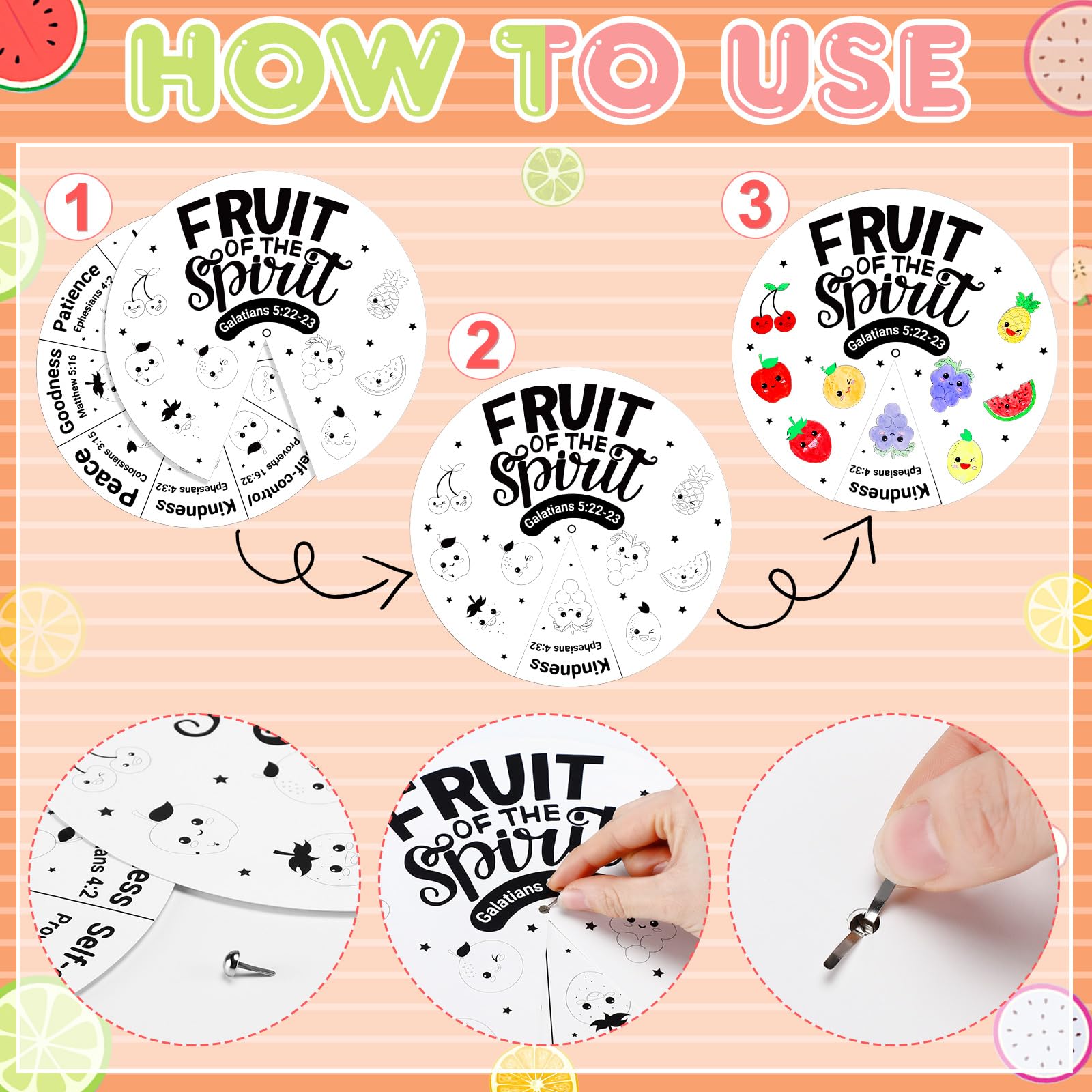 Foto 4 pulgar | Juego De Ruedas Para Colorear Spiareal Fruit Of The Spirit Para Niños - Venta Internacional.