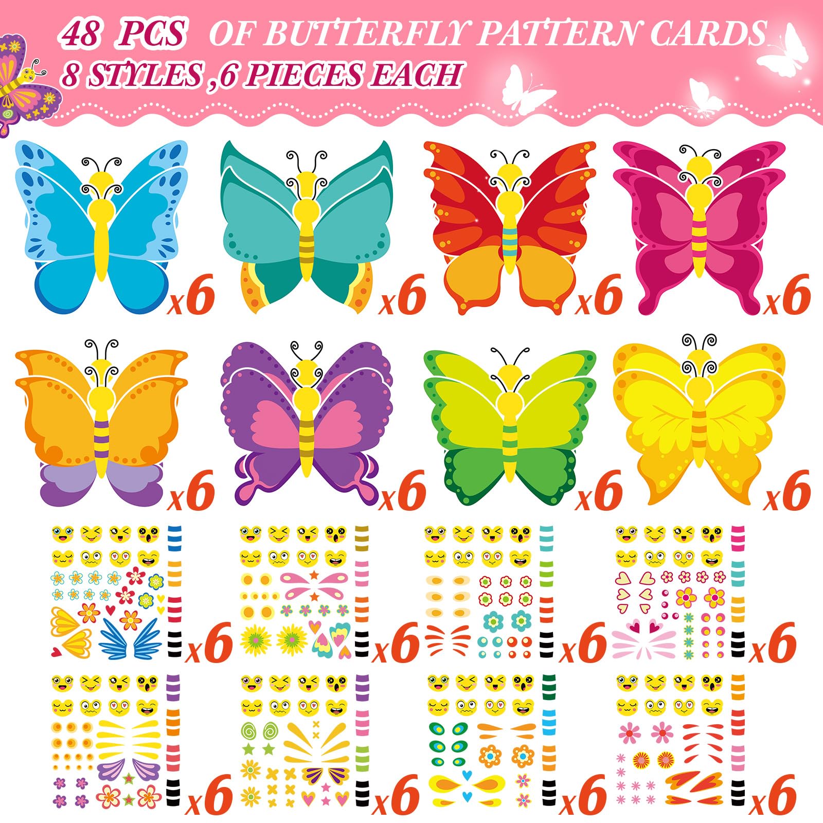 Foto 3 pulgar | Pegatinas Craft Kit Tatuo Summer Butterfly Para Niños, 48 Unidades - Venta Internacional.