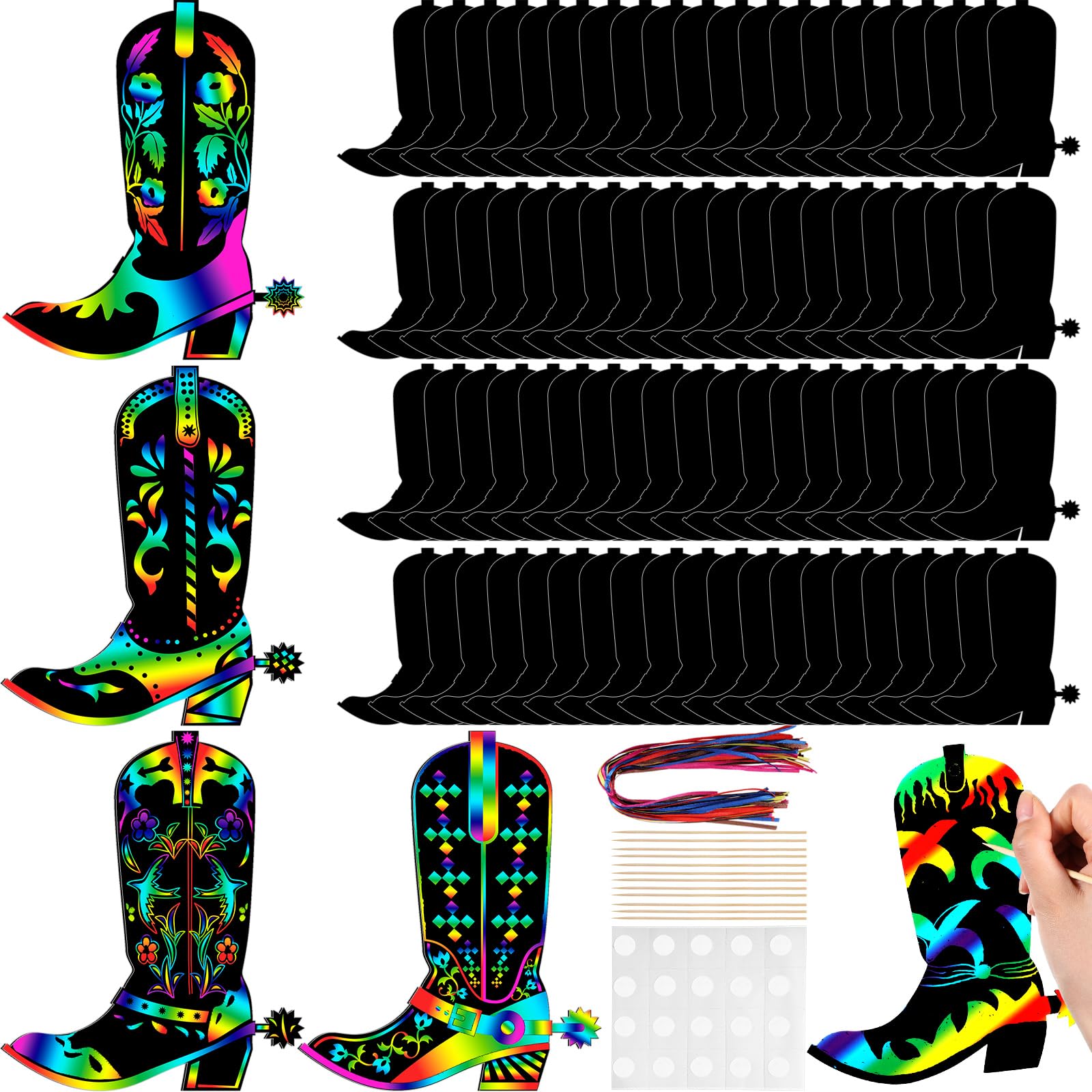 Foto 2 pulgar | Juego De Tarjetas Rasca Y Gana Hungdao Western Cowboy Boot Para Niños, 80 Unidades - Venta Internacional.