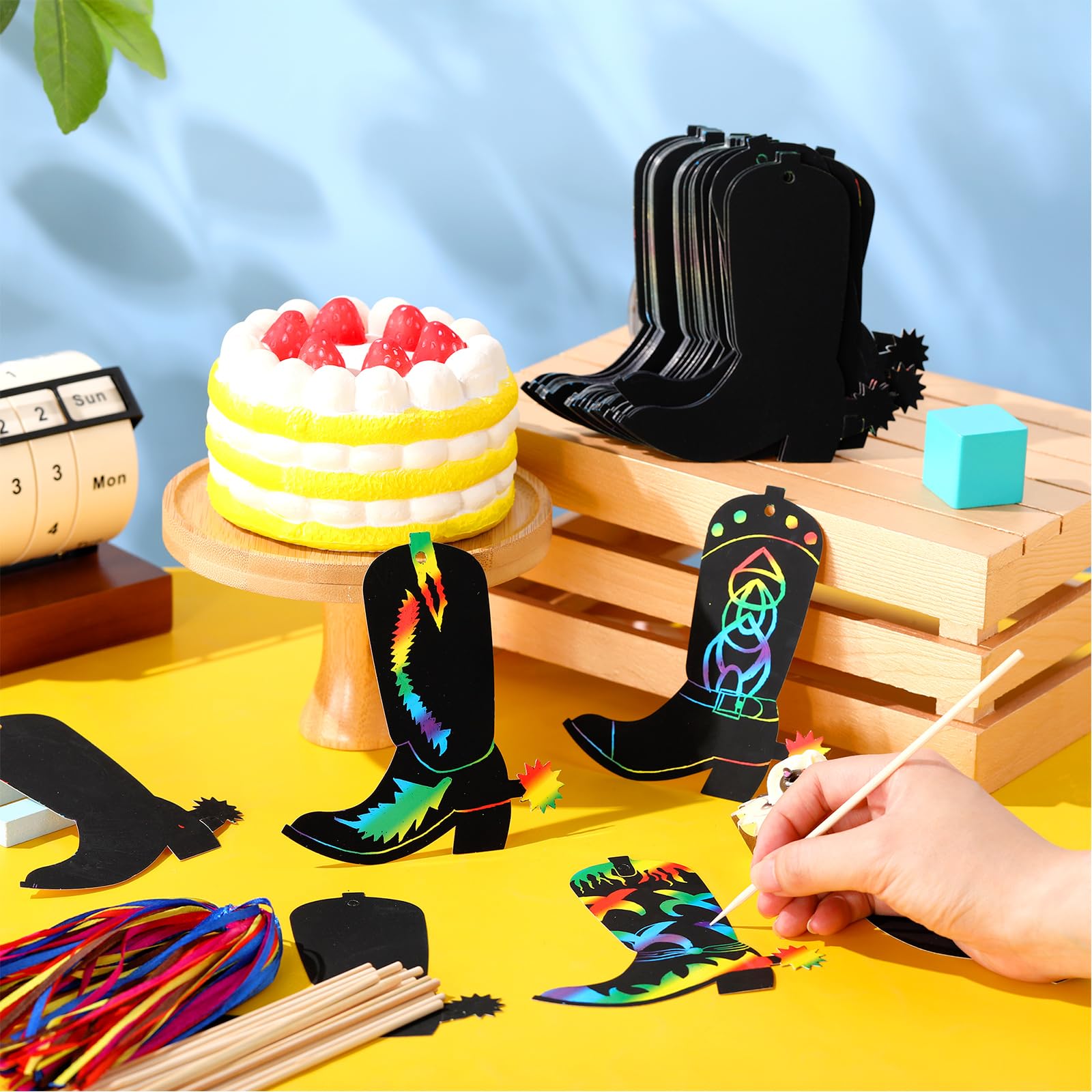 Foto 4 pulgar | Juego De Tarjetas Rasca Y Gana Hungdao Western Cowboy Boot Para Niños, 80 Unidades - Venta Internacional.
