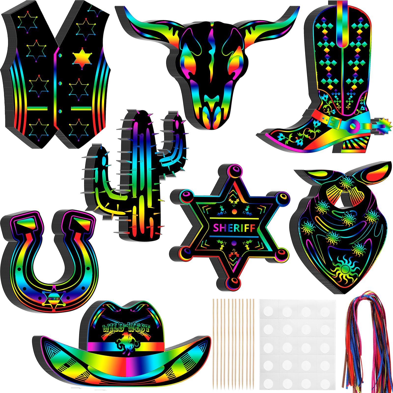 Foto 2 pulgar | Juego De Tarjetas Rasca Y Gana Hungdao Western Cowboy, 80 Unidades Para Niños - Venta Internacional.