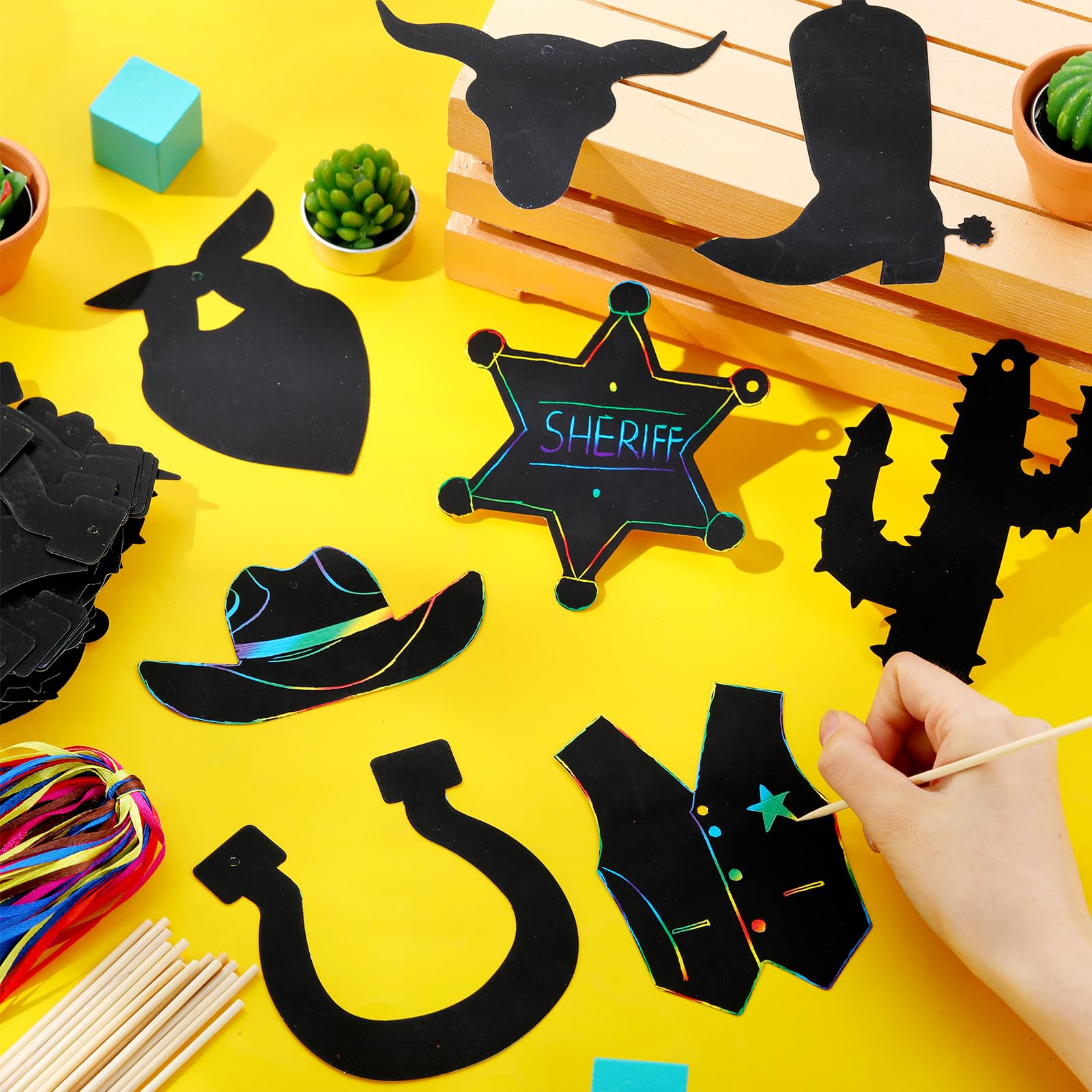 Foto 4 pulgar | Juego De Tarjetas Rasca Y Gana Hungdao Western Cowboy, 80 Unidades Para Niños - Venta Internacional.