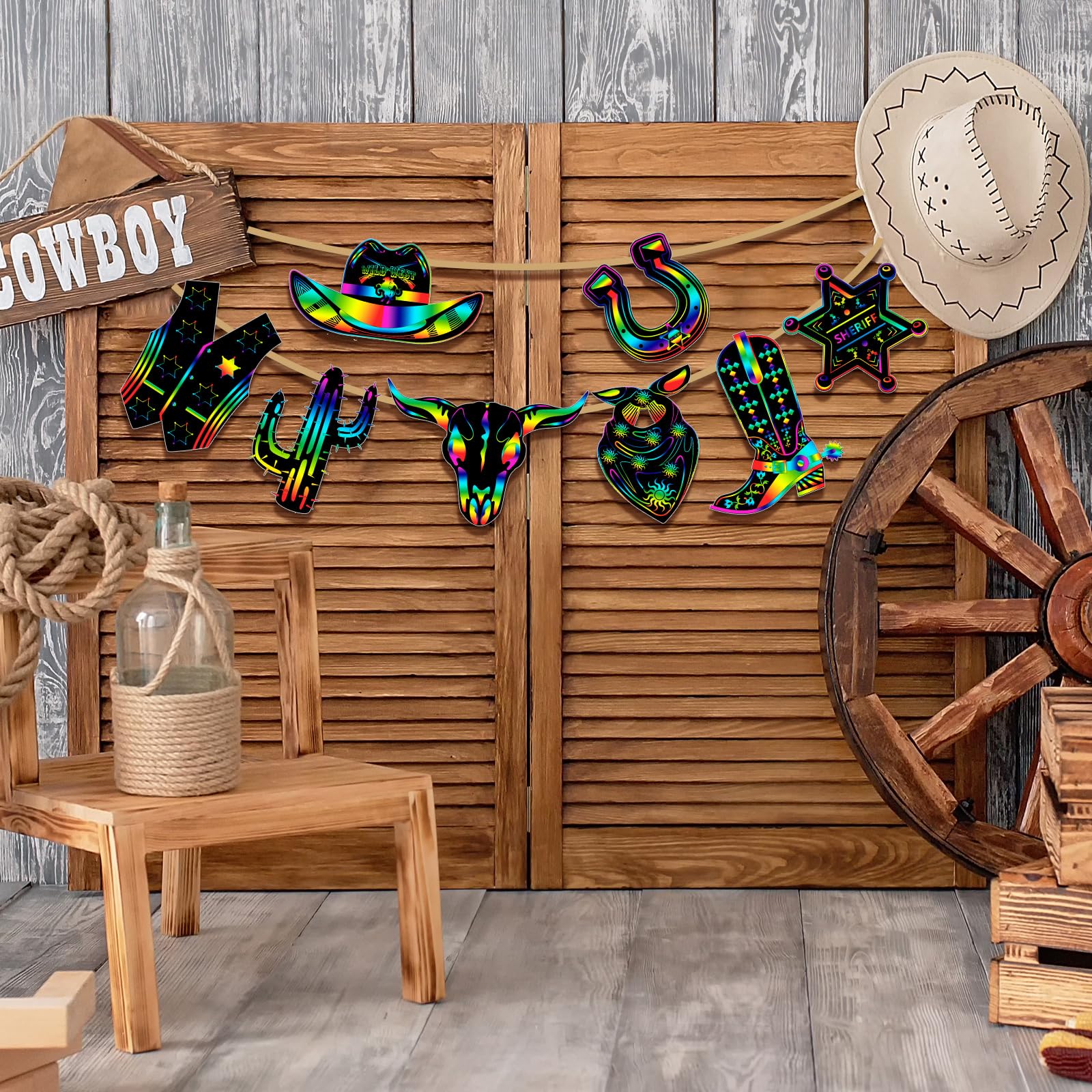 Foto 6 pulgar | Juego De Tarjetas Rasca Y Gana Hungdao Western Cowboy, 80 Unidades Para Niños - Venta Internacional.