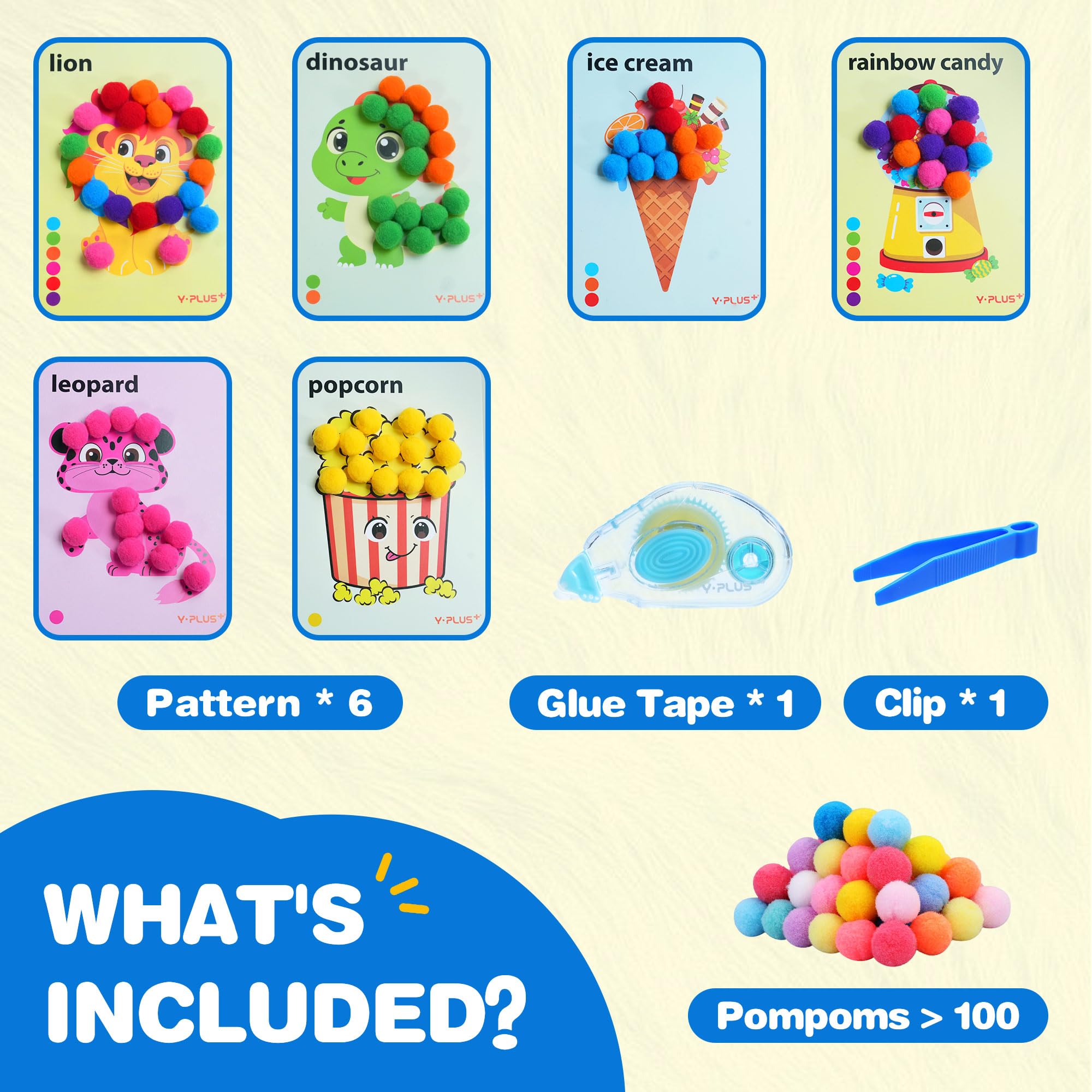 Foto 3 pulgar | Kit Art Craft De Pompones Yplus Para Niños De Más De 3 Años Con 100 Pompones - Venta Internacional.