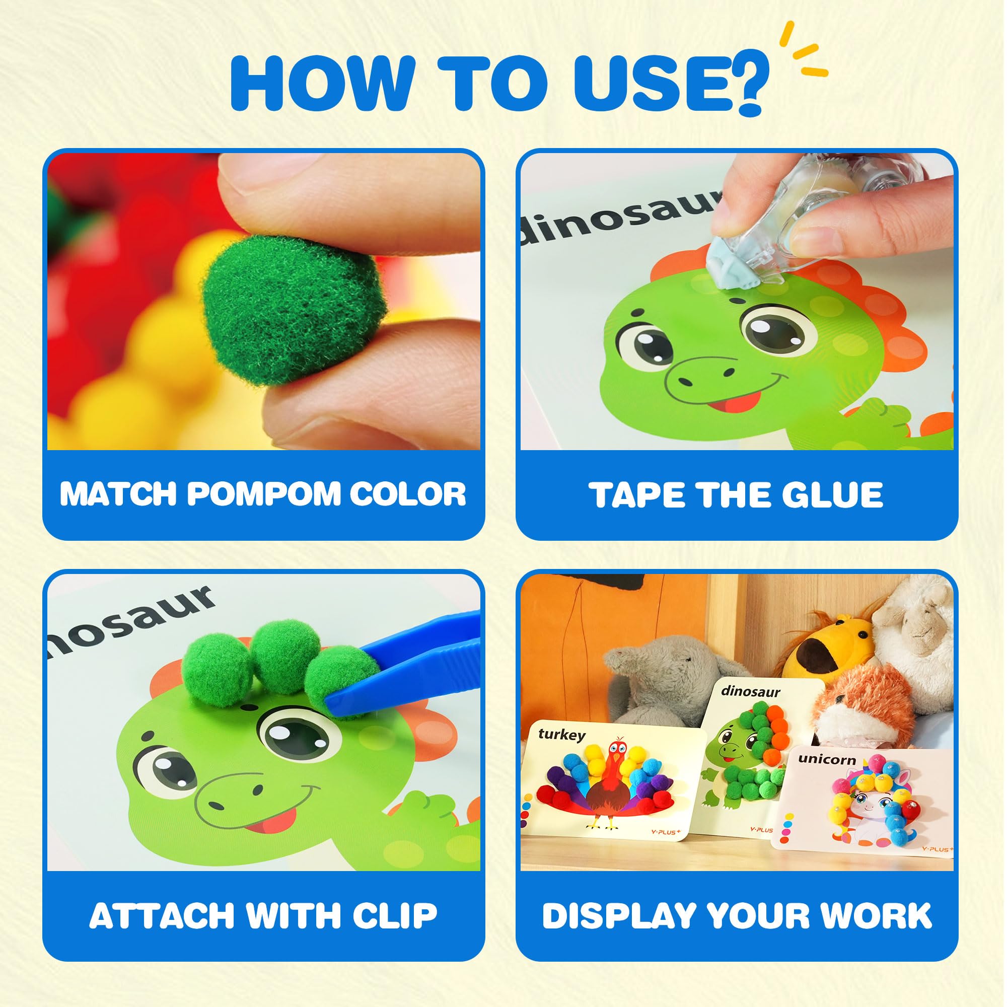 Foto 4 pulgar | Kit Art Craft De Pompones Yplus Para Niños De Más De 3 Años Con 100 Pompones - Venta Internacional.