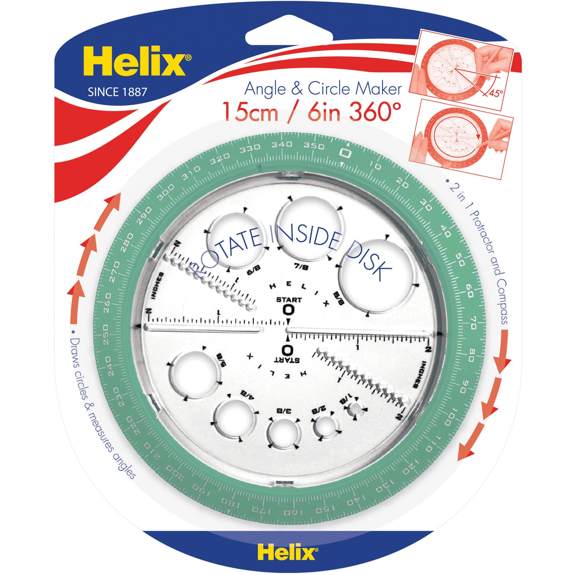 Foto 3 pulgar | Angle And Circle Maker Helix 360 Degree Con Plantillas Circulares - Venta Internacional.