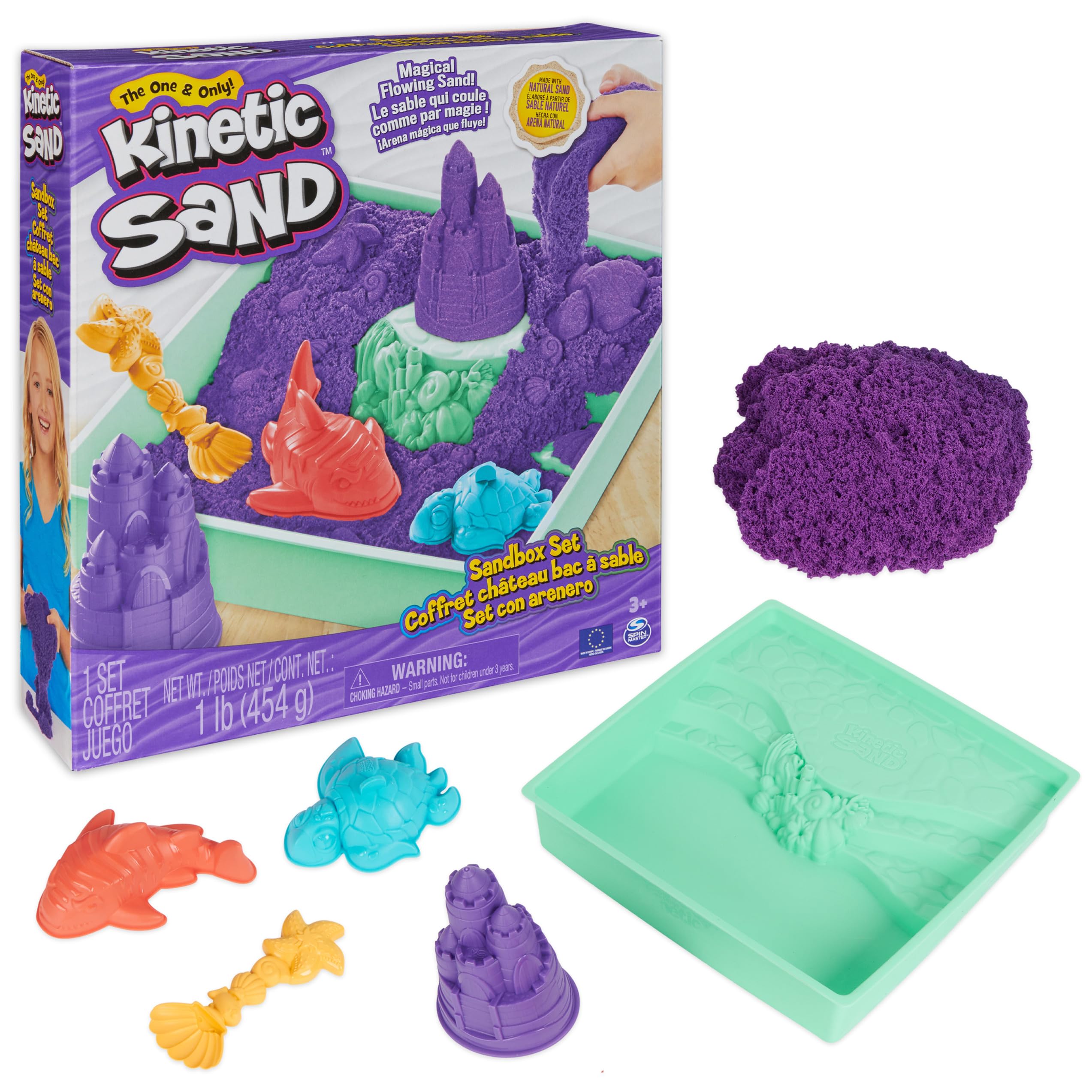 Set De Arena Kinetic Sand, 500 G, Morado, Con Almacenamiento, 4 Moldes, 3 O Más - Venta Internacional.