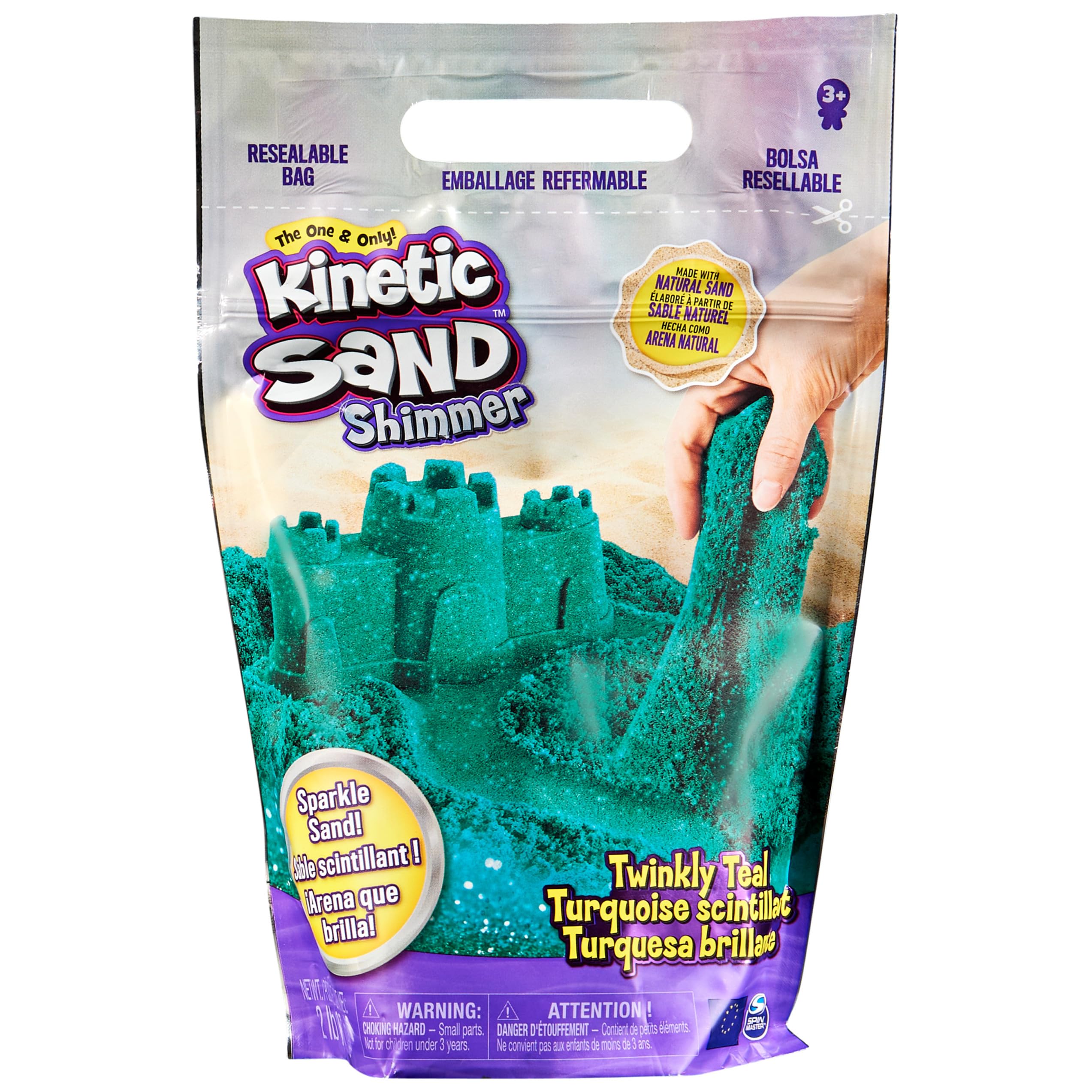 Bolsa Play Sand Kinetic Sand Twinkly Teal De 1 Kg Para Niños Mayores De 3 Años - Venta Internacional.