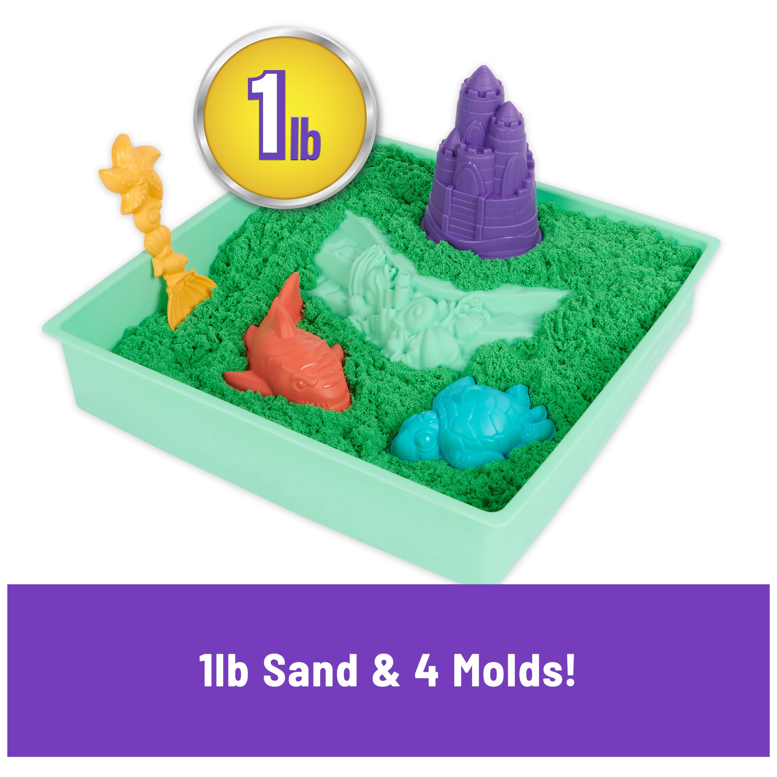 Foto 3 pulgar | Set De Arena Kinetic Sand, 500 G, Verde Con Almacenamiento Y 4 Moldes Para Niños De 3 Años O Más - Venta Internacional