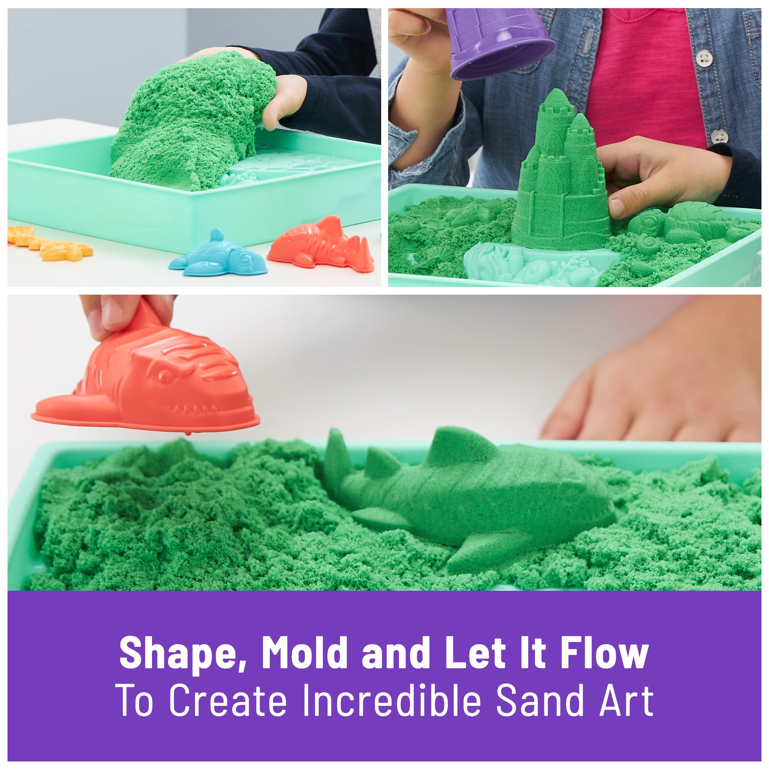 Foto 4 pulgar | Set De Arena Kinetic Sand, 500 G, Verde Con Almacenamiento Y 4 Moldes Para Niños De 3 Años O Más - Venta Internacional