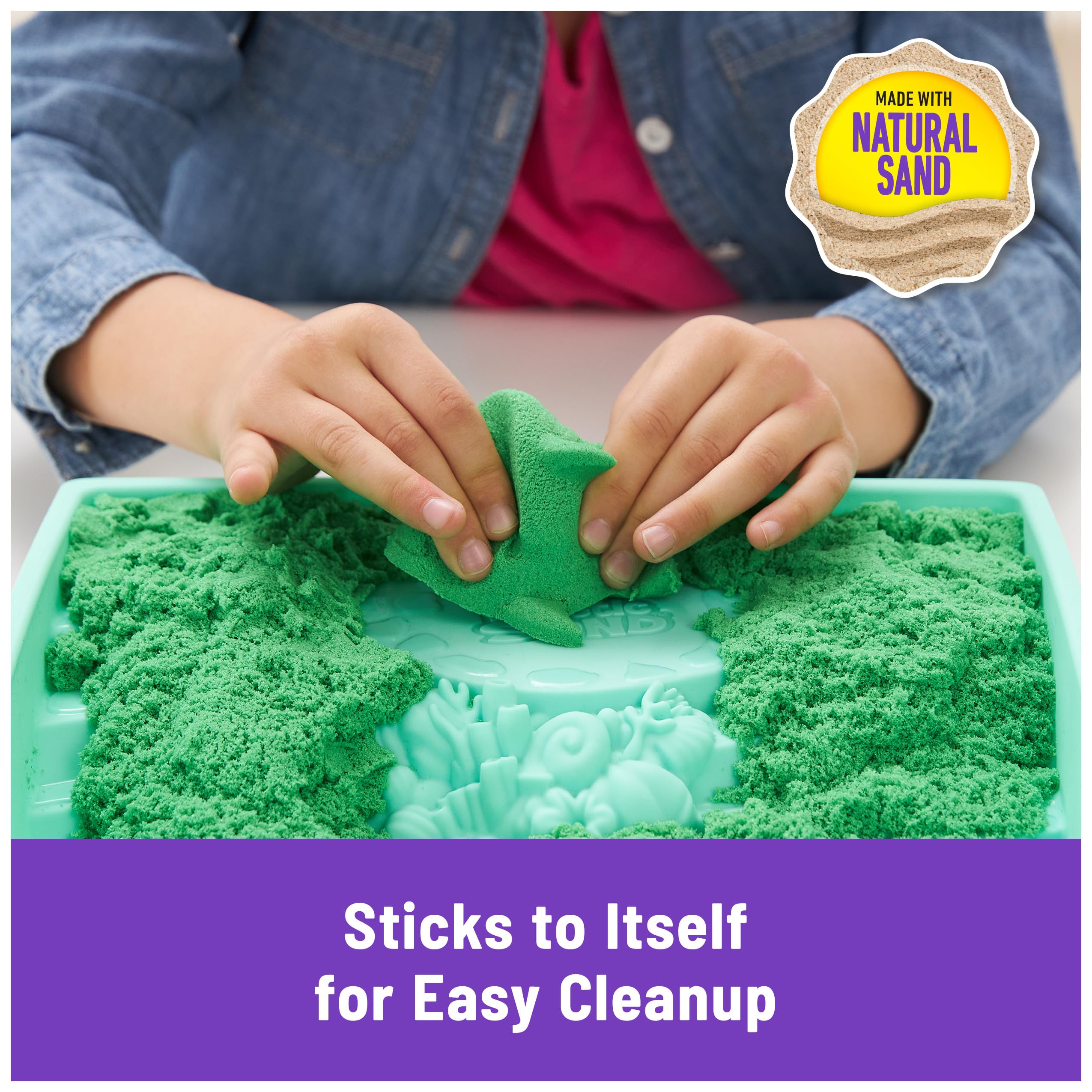 Foto 6 pulgar | Set De Arena Kinetic Sand, 500 G, Verde Con Almacenamiento Y 4 Moldes Para Niños De 3 Años O Más - Venta Internacional