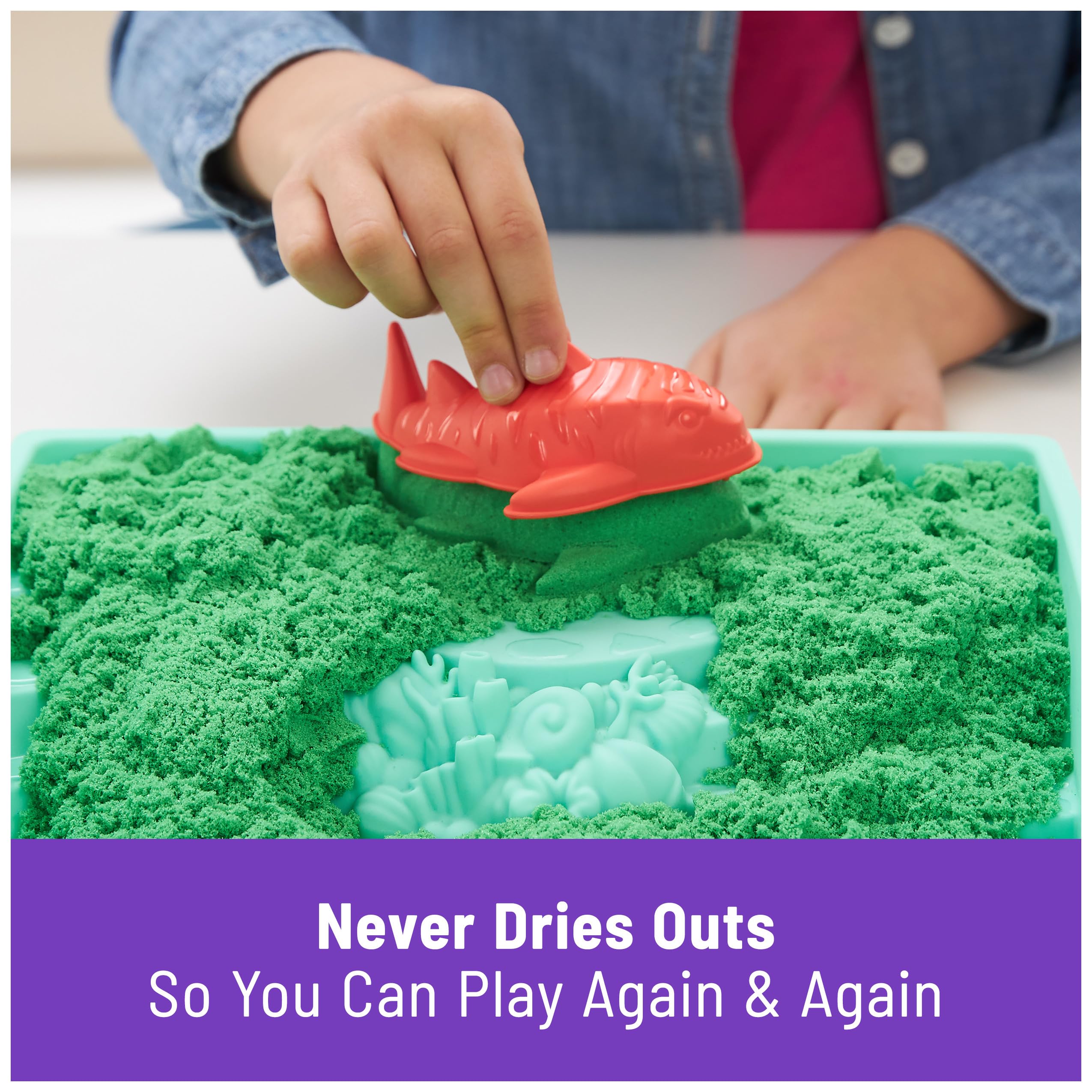 Foto 7 pulgar | Set De Arena Kinetic Sand, 500 G, Verde Con Almacenamiento Y 4 Moldes Para Niños De 3 Años O Más - Venta Internacional