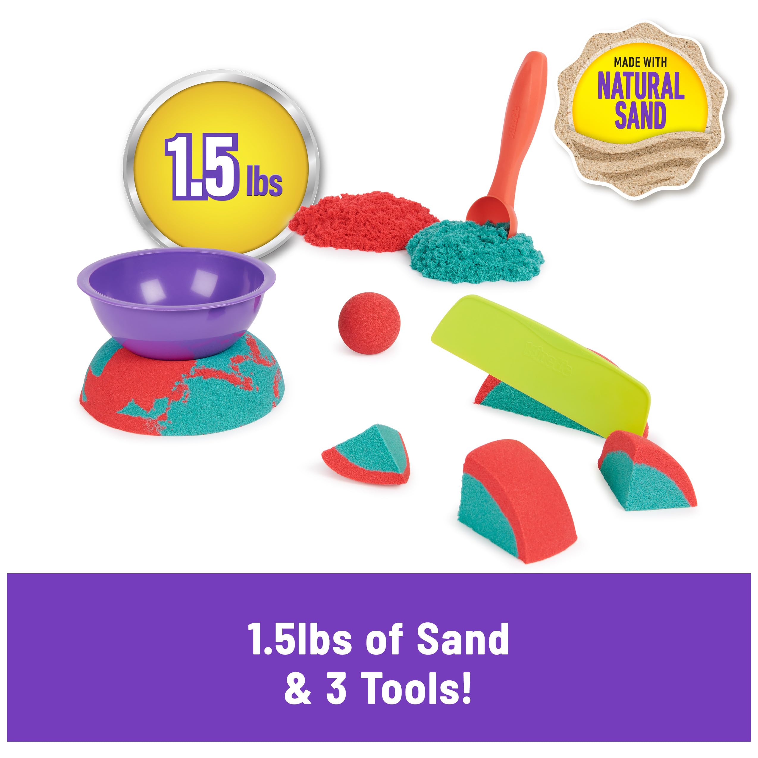 Foto 3 pulgar | Play Sand Kinetic Sand Mold N' Flow, 0,7 Kg, Rojo Y Verde Azulado, Más De 3 Años - Venta Internacional.