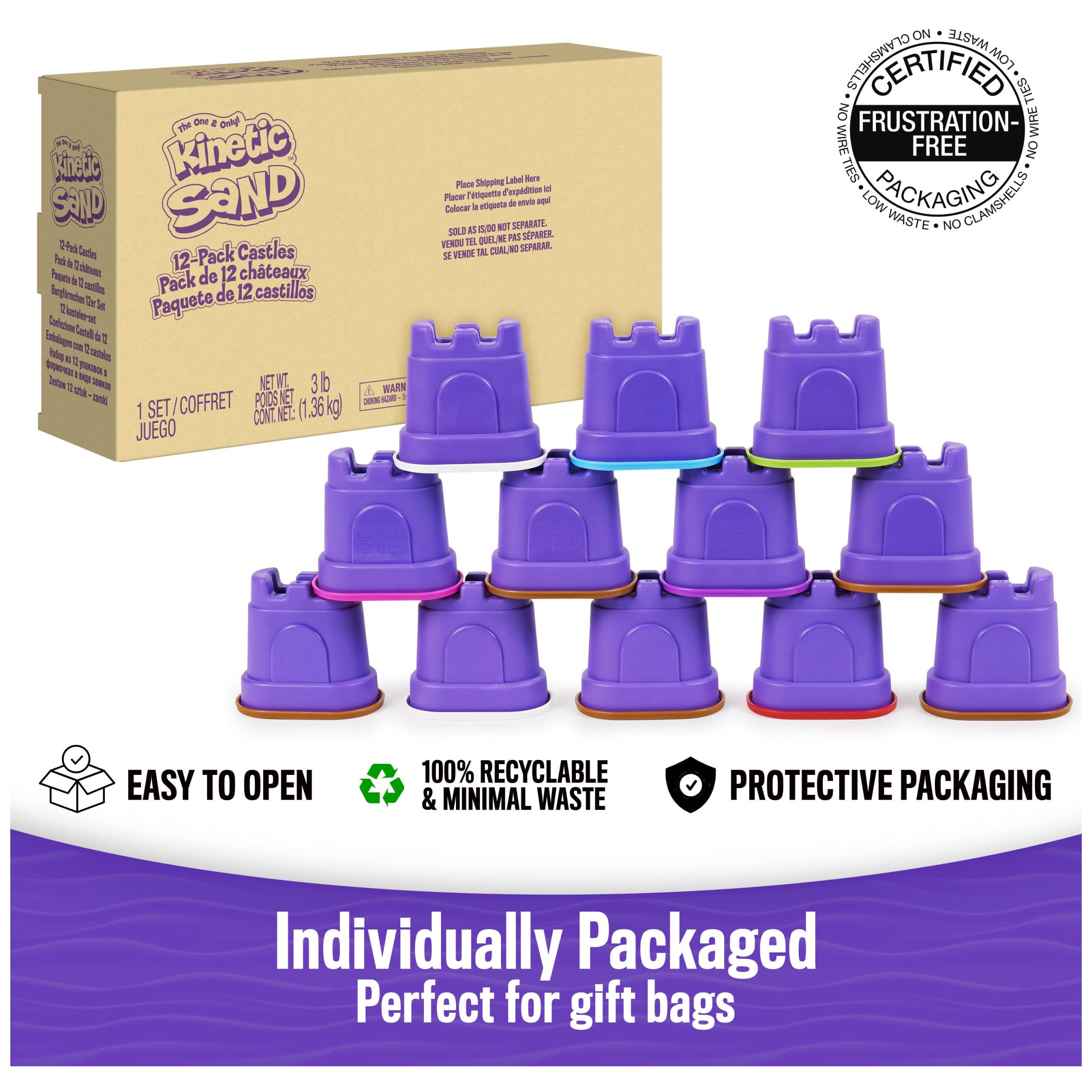Foto 3 pulgar | Pack de 12 Contenedores Tipo Castillo Play Sand Kinetic Sand Para Niños - Venta Internacional
