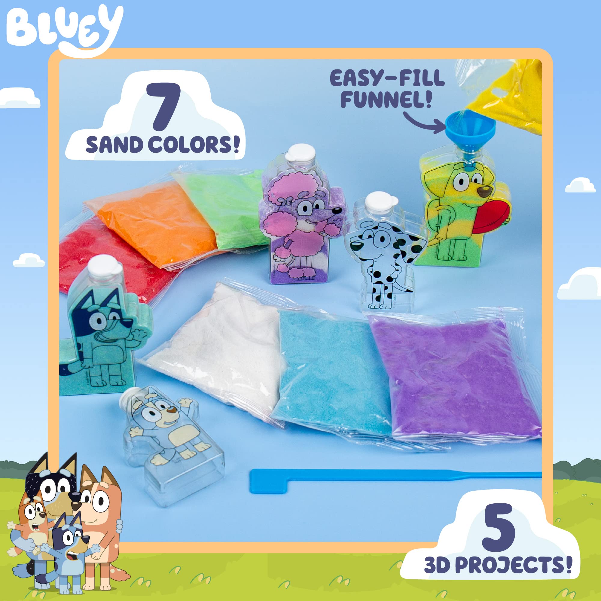 Foto 3 pulgar | El Kit Sand Art Bluey Incluye 5 Botellas Y 7 Arenas De Colores - Venta Internacional.