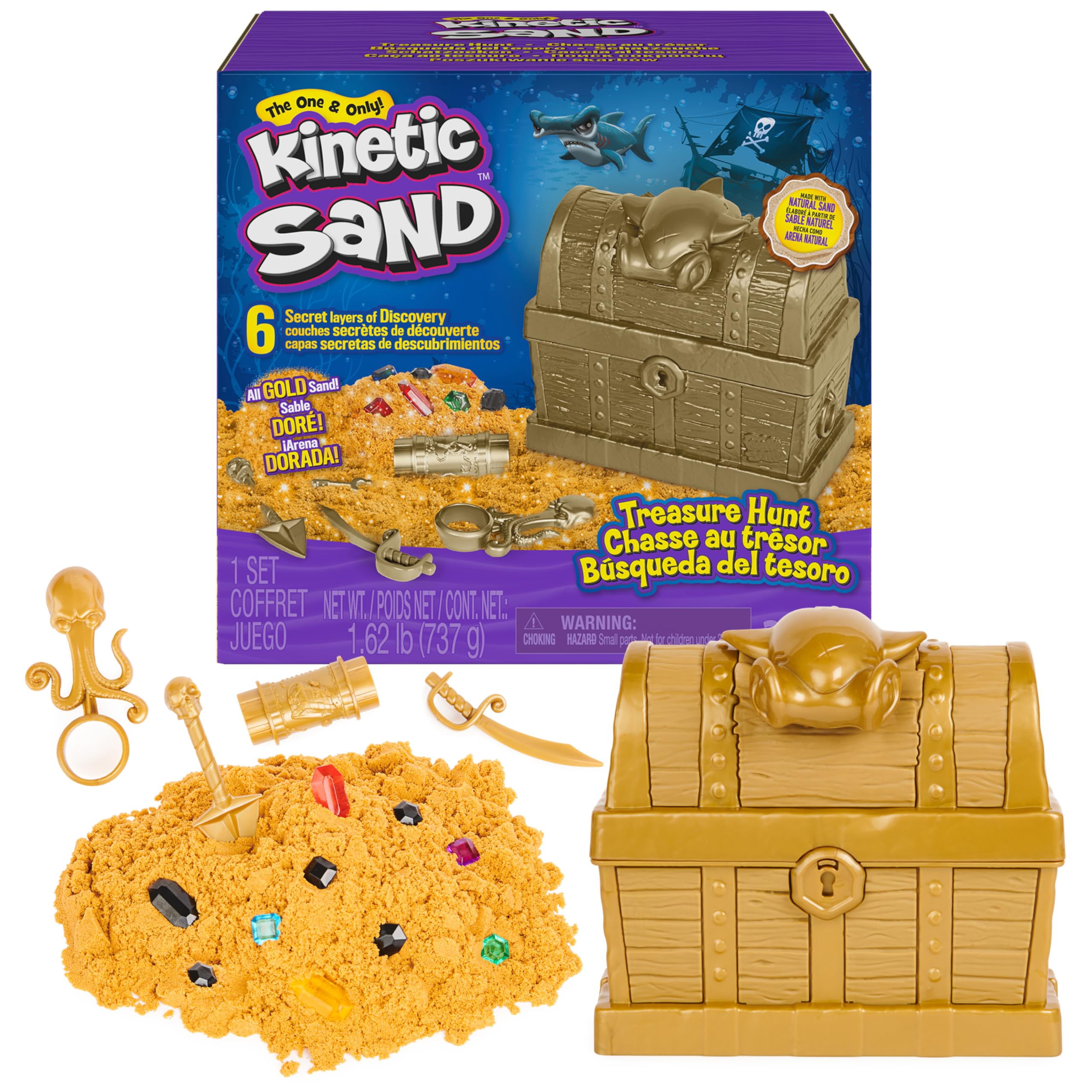 Foto 1 | Set De Juego Toy Kinetic Sand Treasure Hunt Con 737 G Shimmer Sand - Venta Internacional.