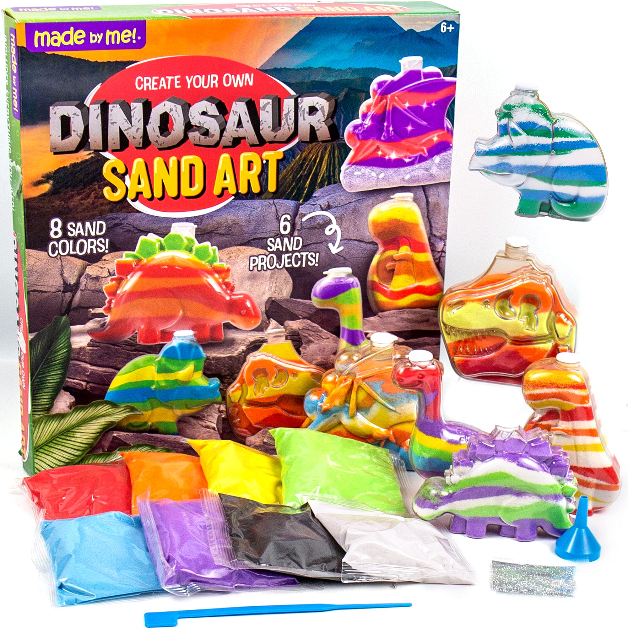 Kit De Arte En Arena Hecho Por Mí Para Crear Tu Propio Dinosaurio Con 6 Botellas - Venta Internacional.