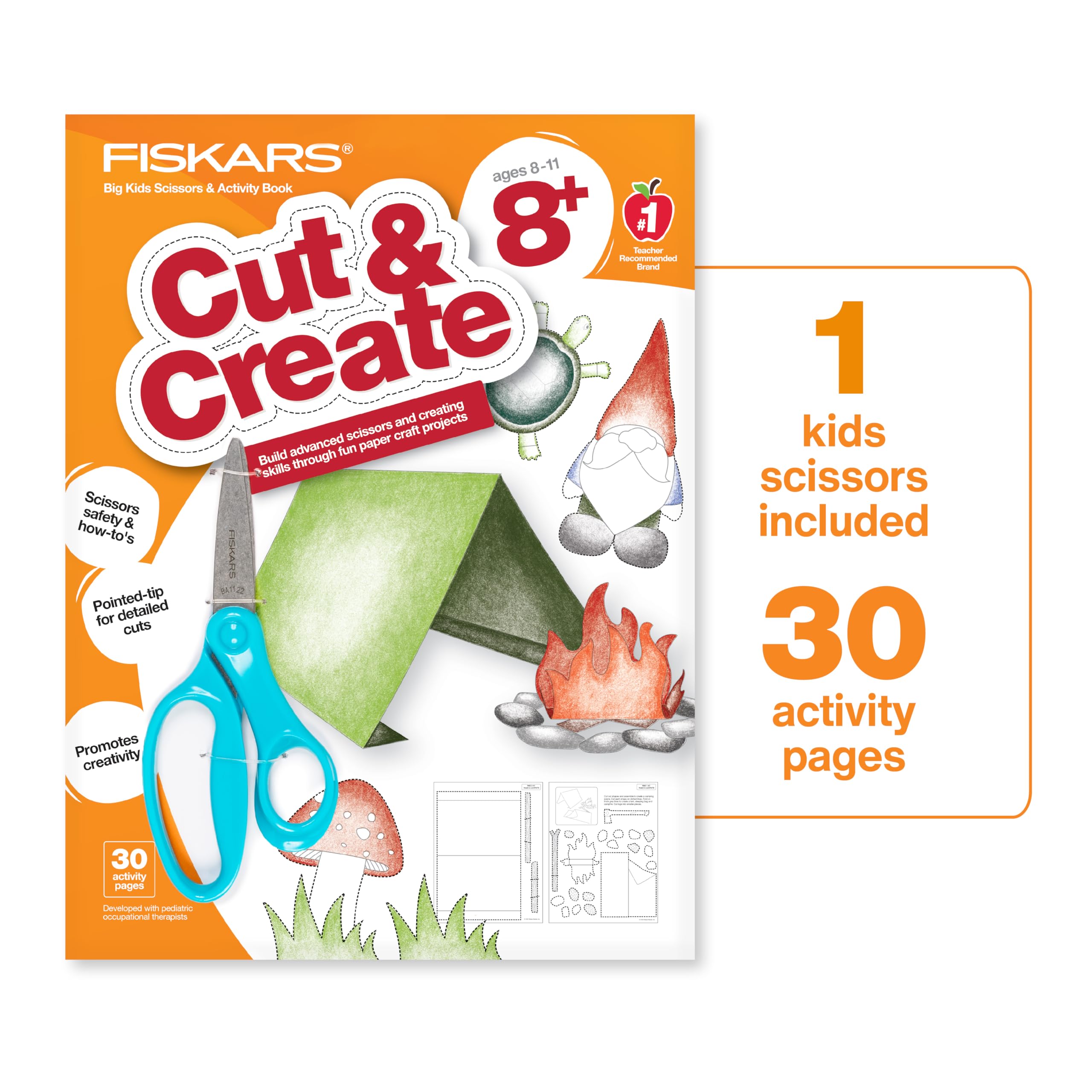 Libro De Actividades Fiskars Cut & Create Con 6 Tijeras Para Niños Grandes - Venta Internacional.