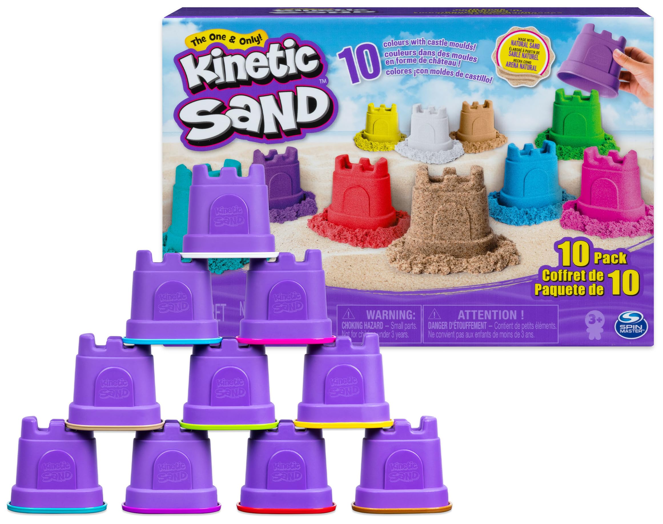 Contenedores Kinetic Sand Castle De Colored Sand, Paquete De 10 Colores - Venta Internacional.