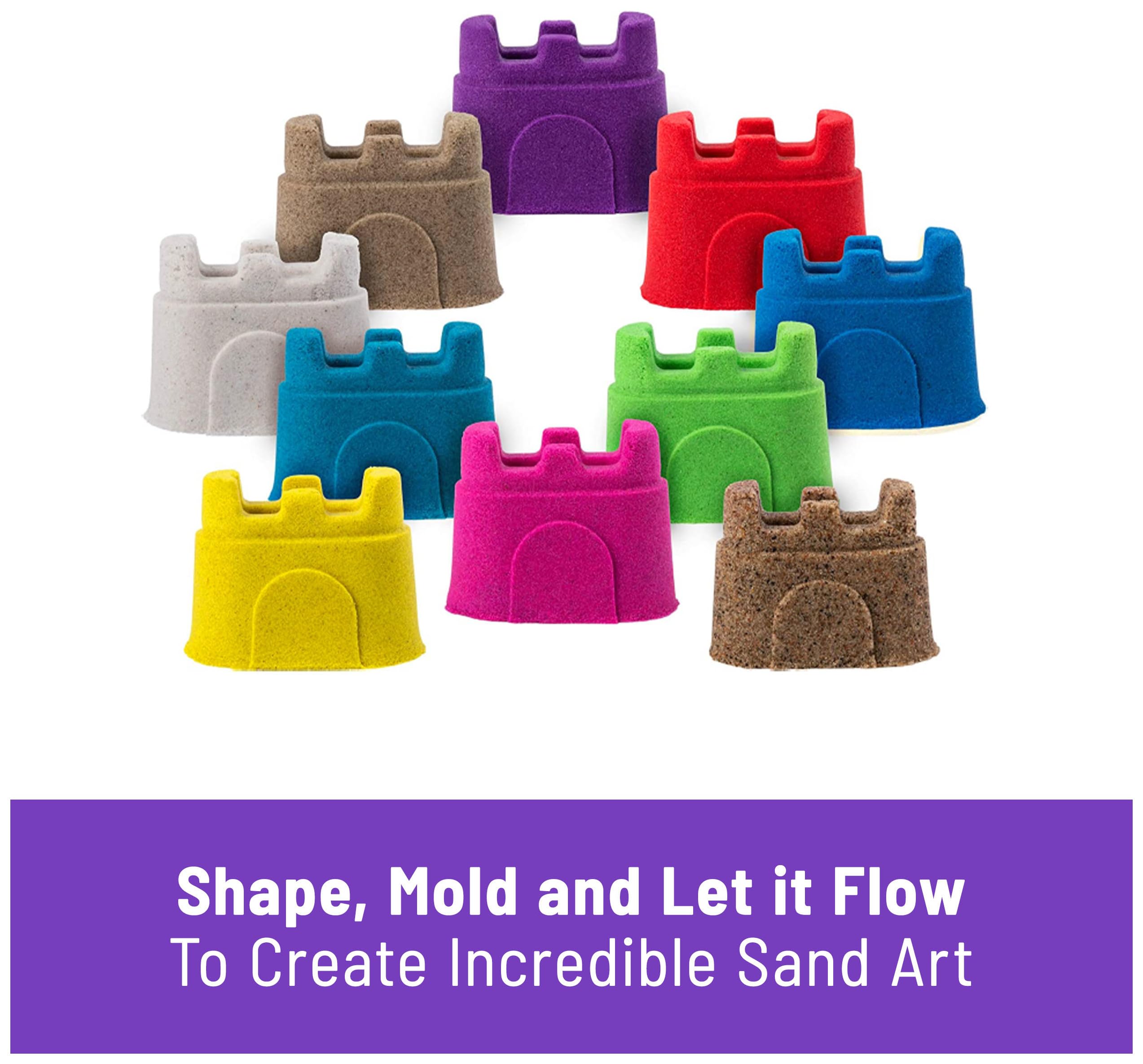 Foto 2 | Contenedores Kinetic Sand Castle De Colored Sand, Paquete De 10 Colores - Venta Internacional.