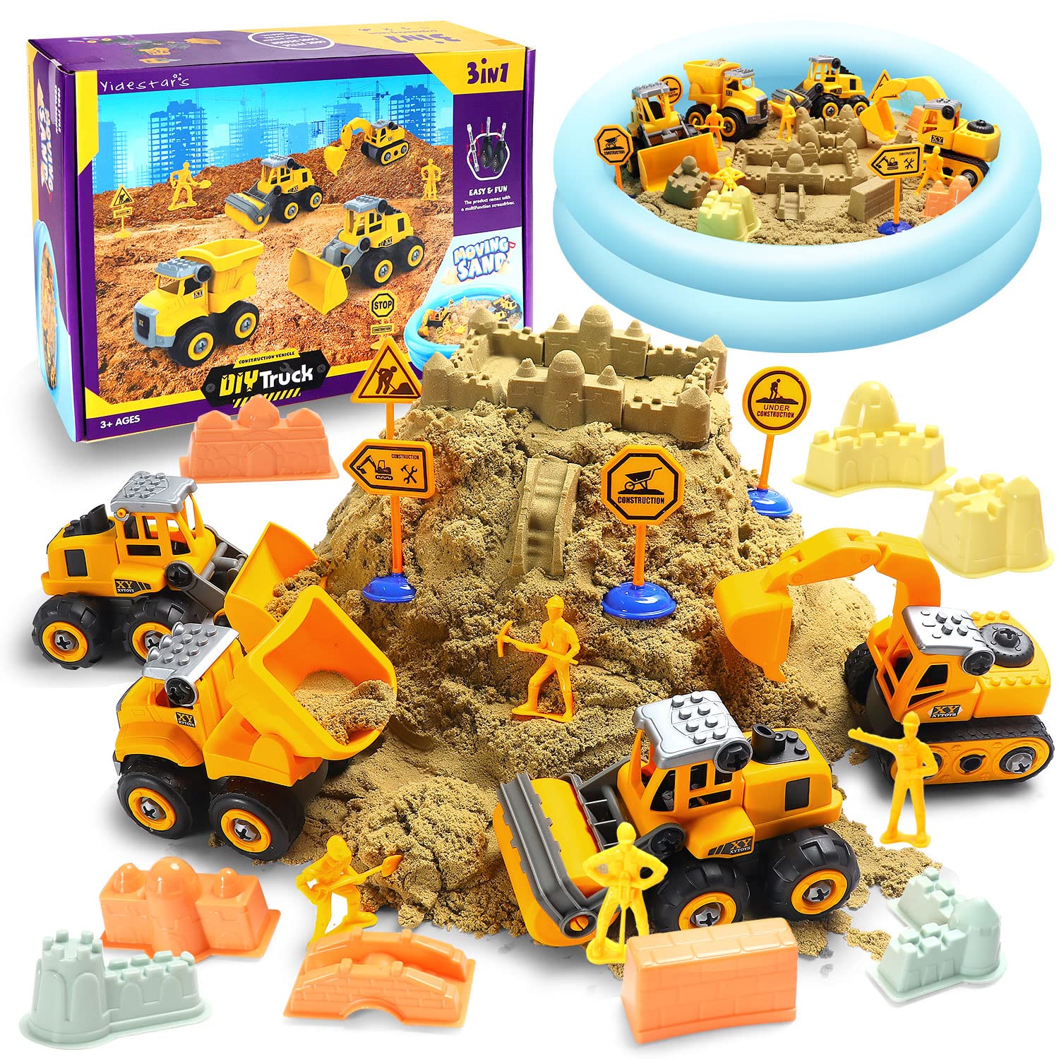 Kit De Arena Para Construcción Yidestars Play Con Arena De 1,0 Kg Para 4 Camiones - Venta Internacional.