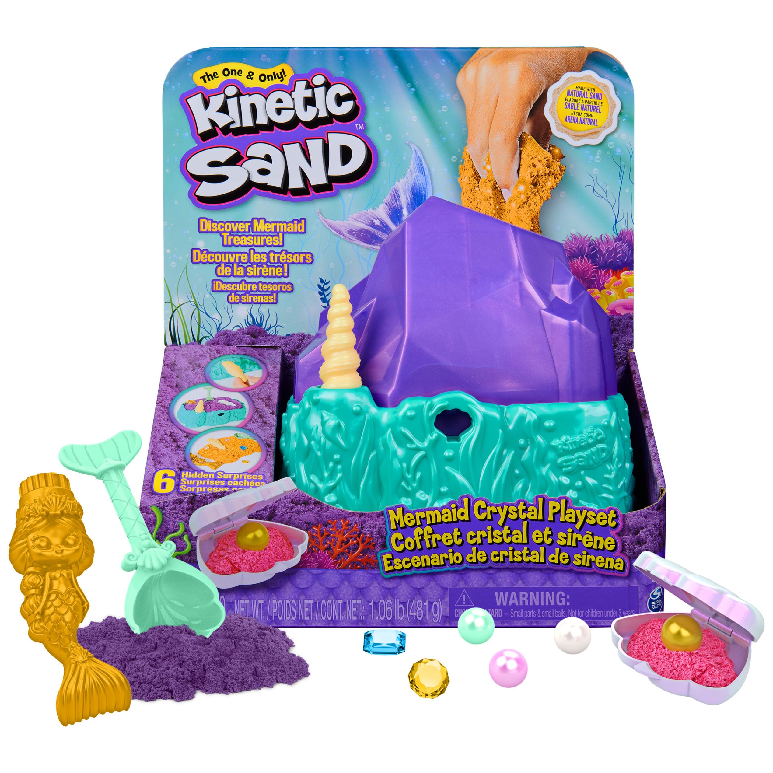 Playset Kinetic Sand Mermaid Crystal Con 500 G De Arena Para Más De 3 Años - Venta Internacional.