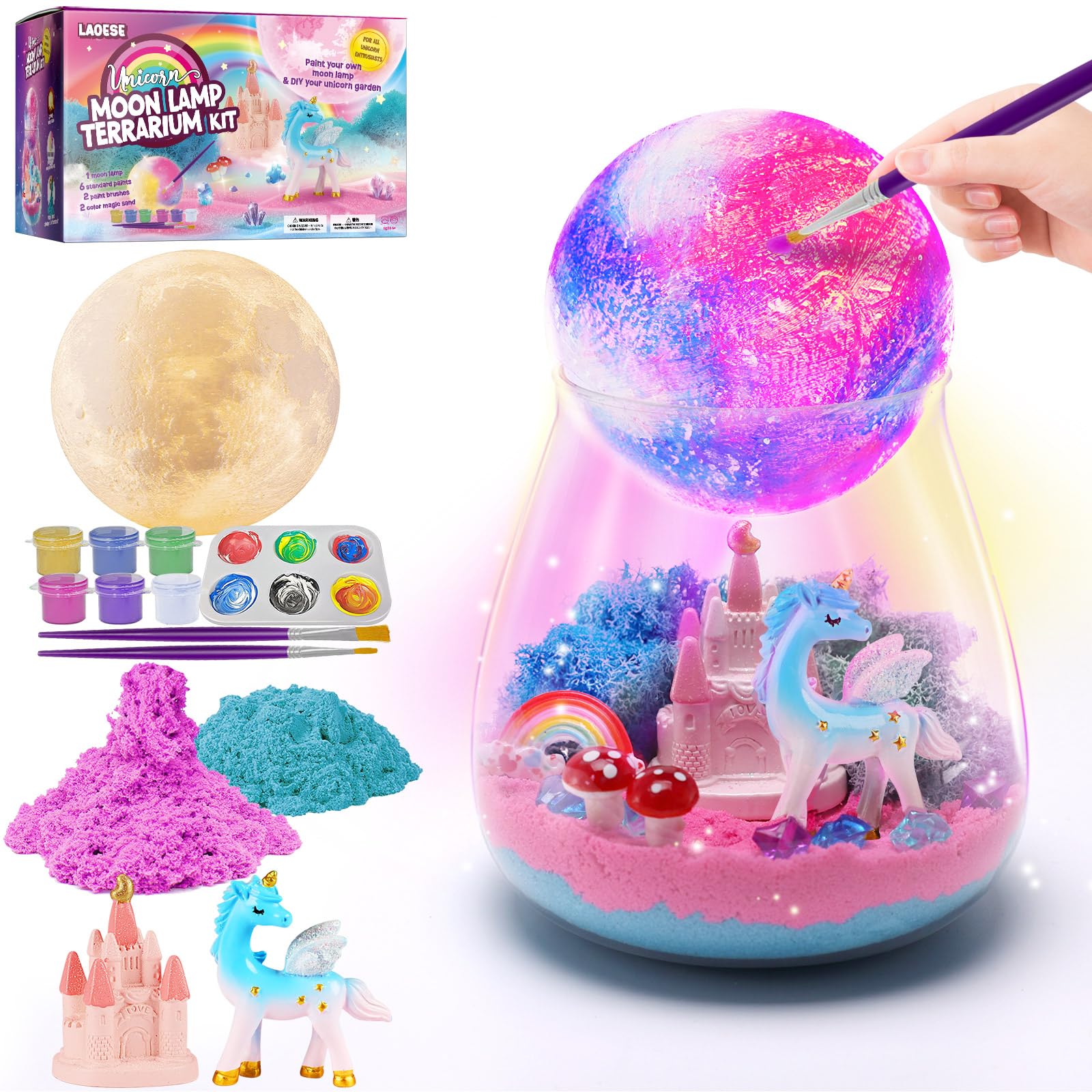 Foto 2 pulgar | Kit De Manualidades En Terrario Con Diseño De Unicornio Laosiano Con Lámpara Lunar Para Niños - Venta Internacional.