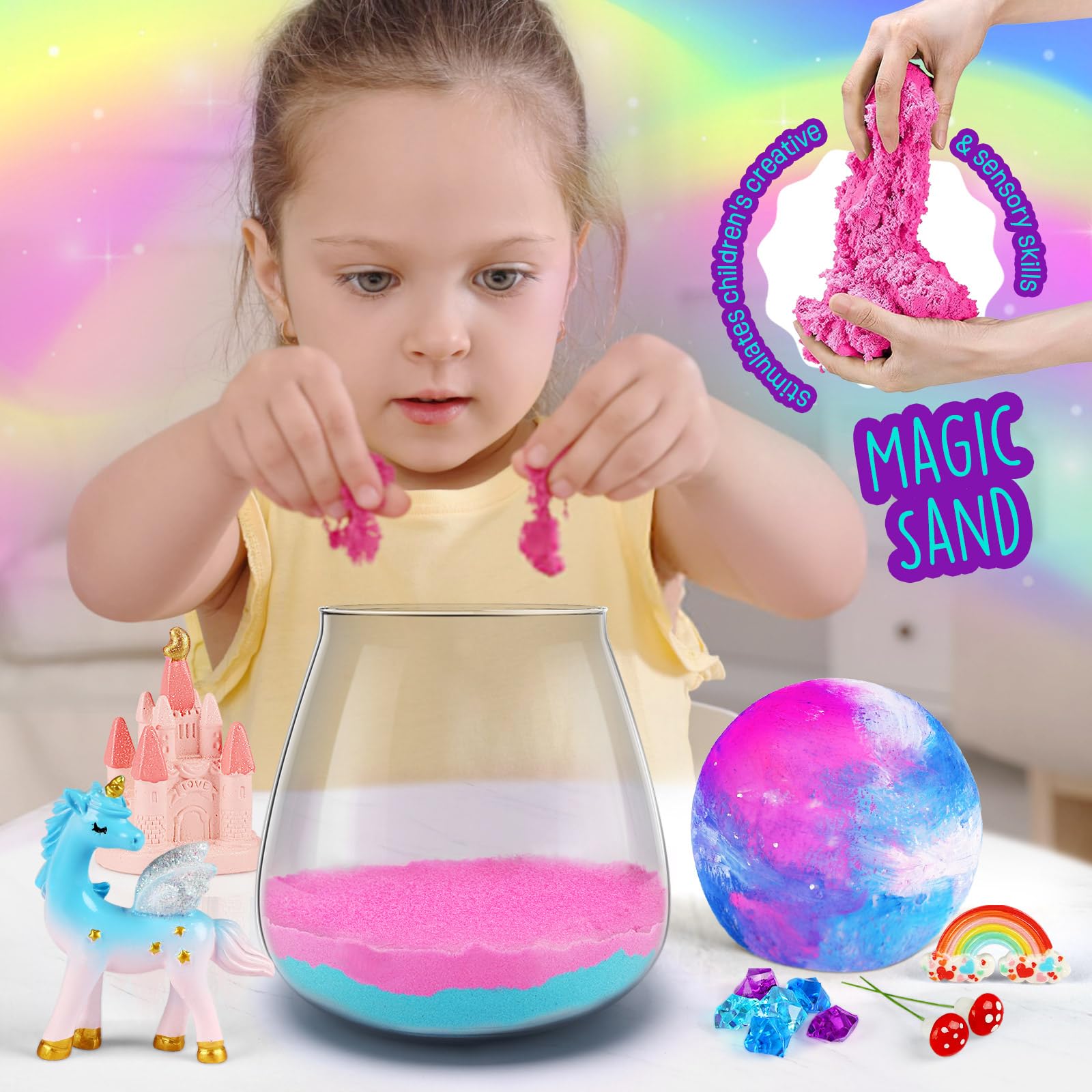 Foto 5 pulgar | Kit De Manualidades En Terrario Con Diseño De Unicornio Laosiano Con Lámpara Lunar Para Niños - Venta Internacional.