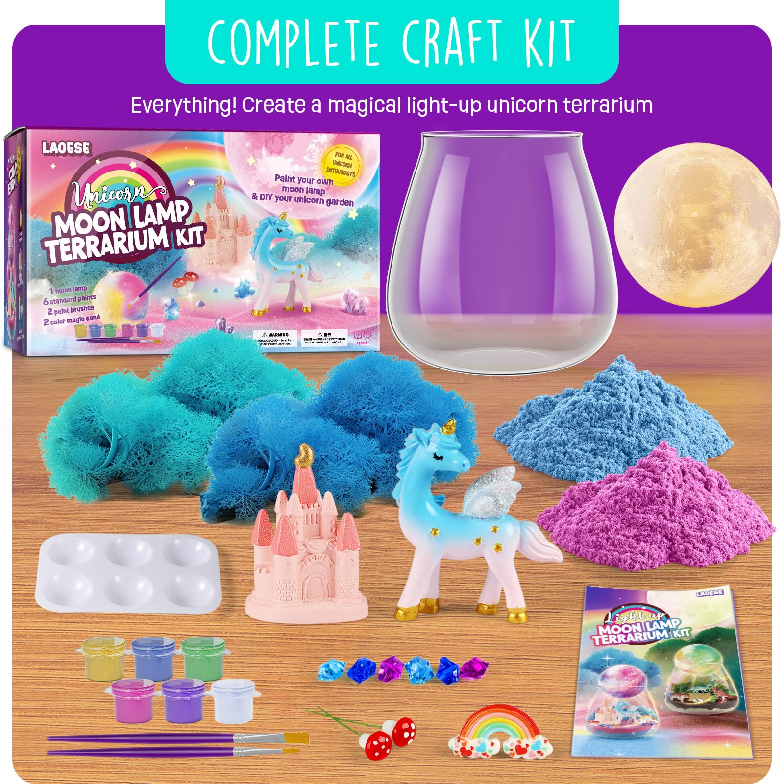 Foto 6 pulgar | Kit De Manualidades En Terrario Con Diseño De Unicornio Laosiano Con Lámpara Lunar Para Niños - Venta Internacional.