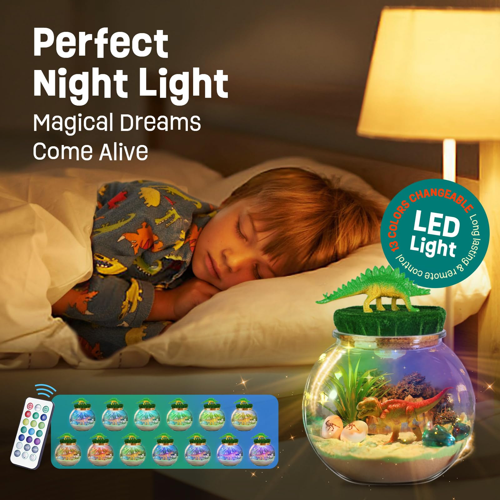 Foto 2 | Kit De Terrario De Dinosaurios Laoese Con Luz Nocturna Led Para Niños - Venta Internacional.