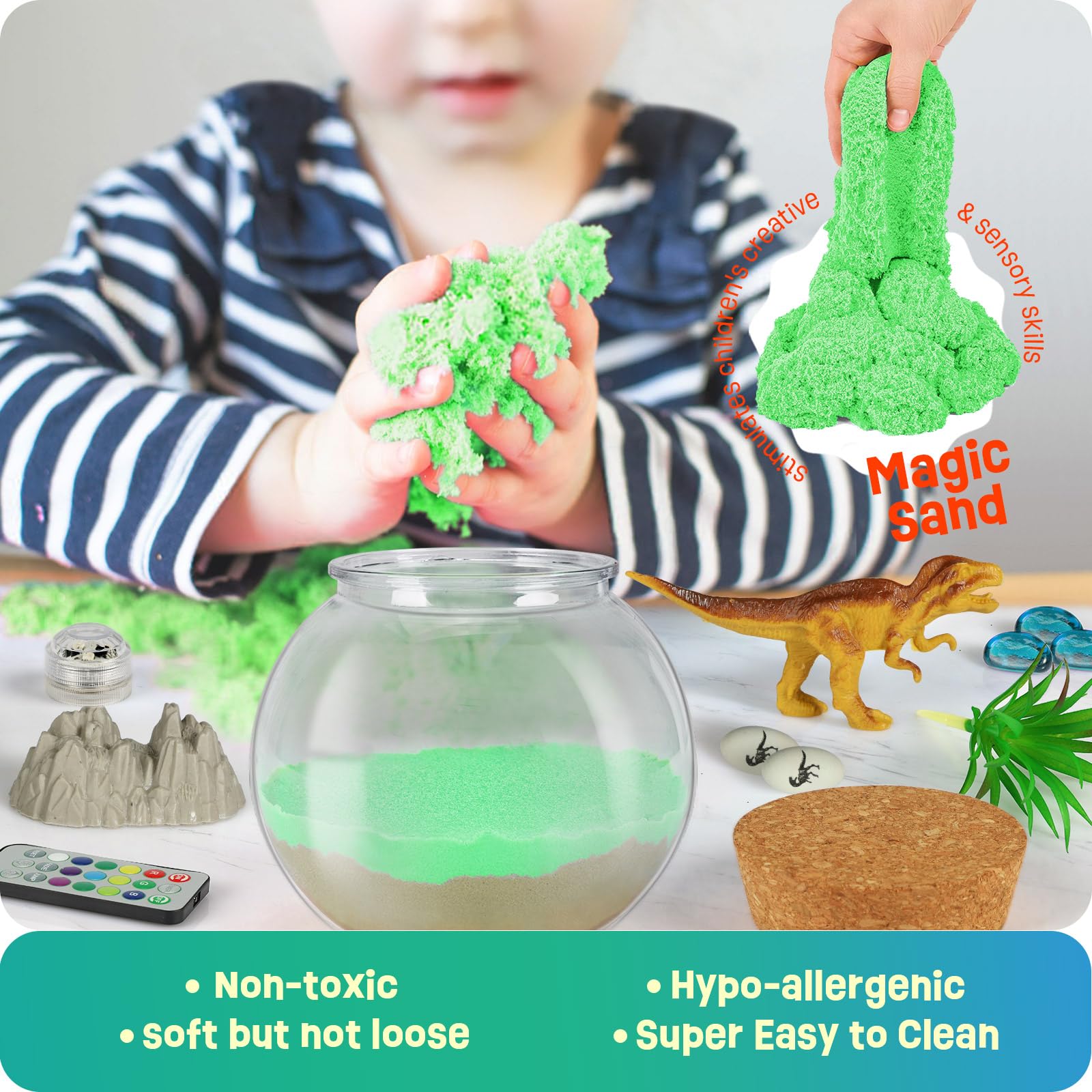 Foto 3 | Kit De Terrario De Dinosaurios Laoese Con Luz Nocturna Led Para Niños - Venta Internacional.