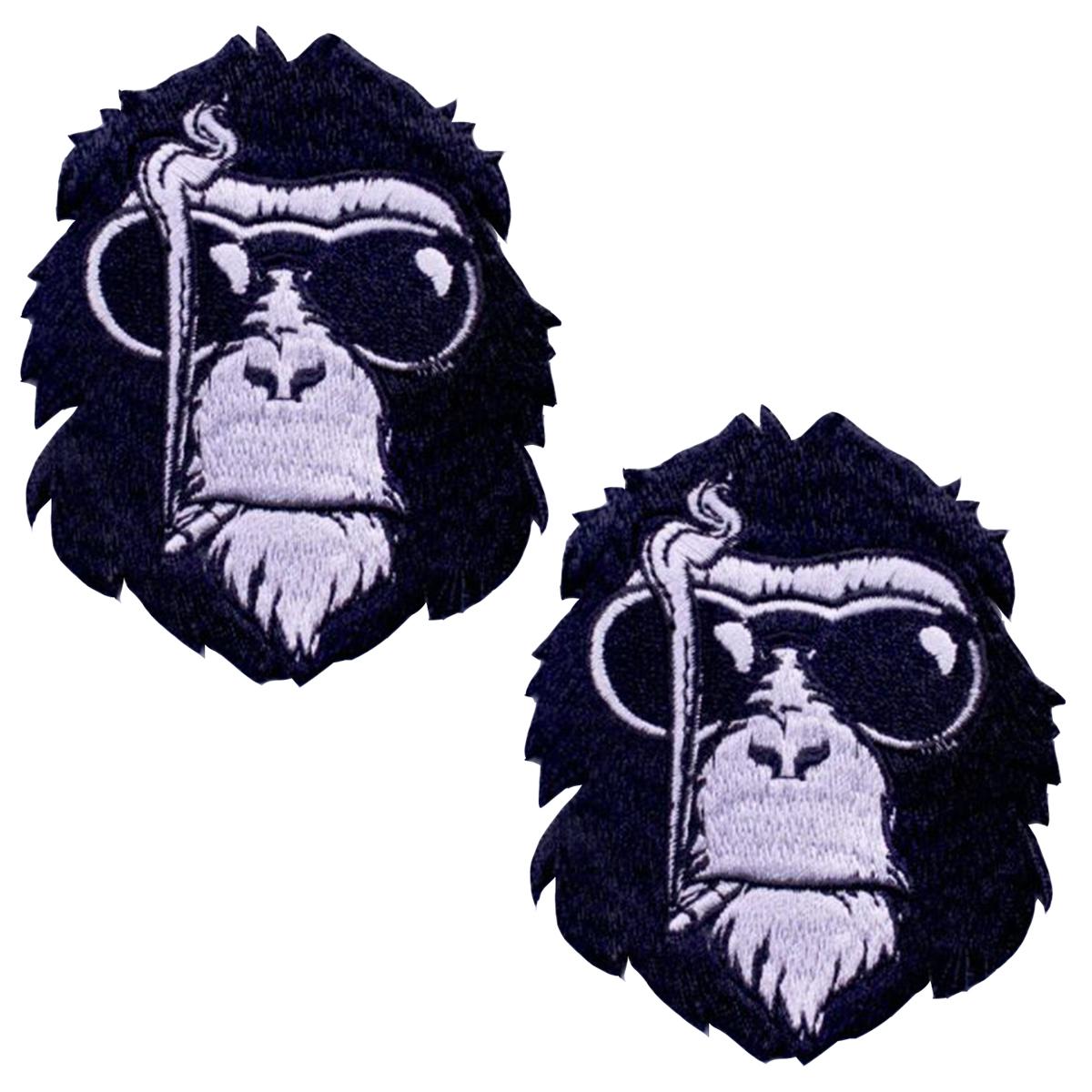 Parche Termoadhesivo Para Mochilas  Patchpros Mxynk-002  Chimpancé  Blanco con Negro