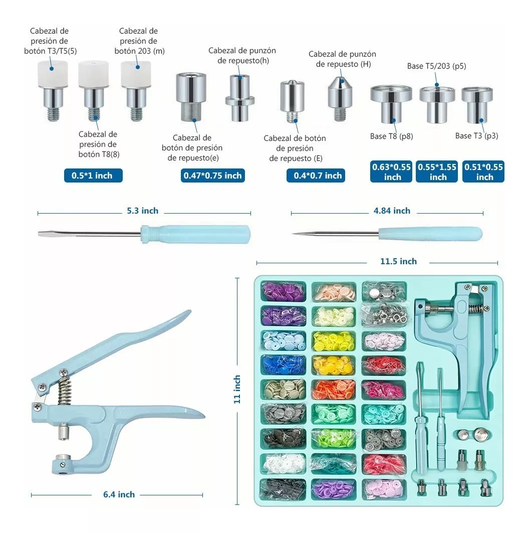 Foto 3 | Set de Botones y Remaches Belug 27 Colores