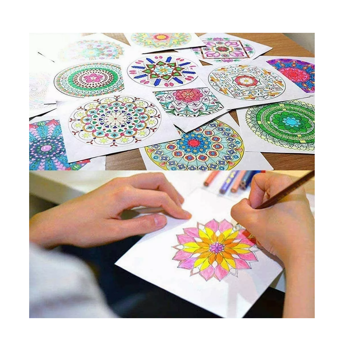 Foto 3 pulgar | Mandalas para Arte Dibujo Pintura Plantillas 15 Cm X 15 Cm 16 Pcs Blanco