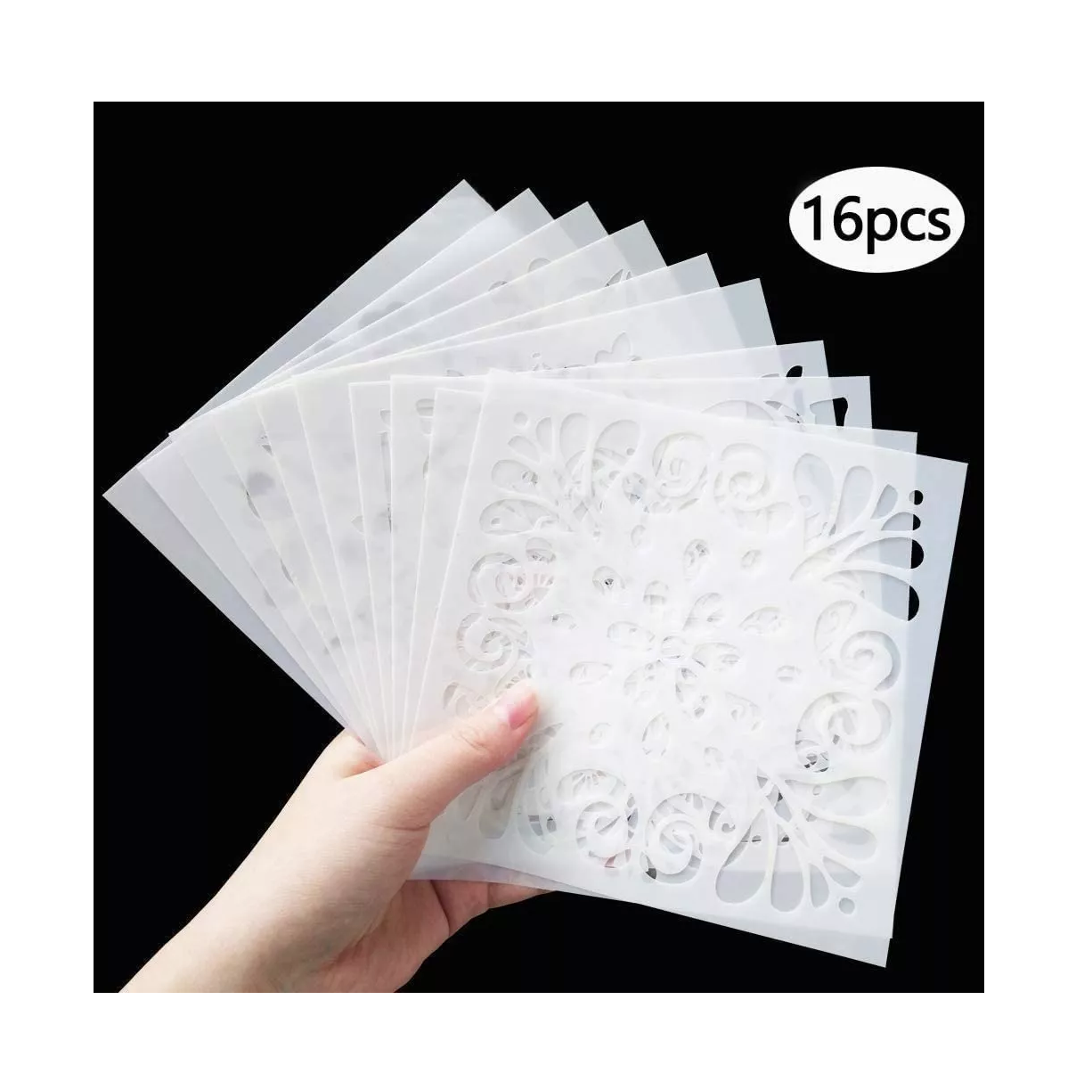 Foto 4 pulgar | Mandalas para Arte Dibujo Pintura Plantillas 15 Cm X 15 Cm 16 Pcs Blanco
