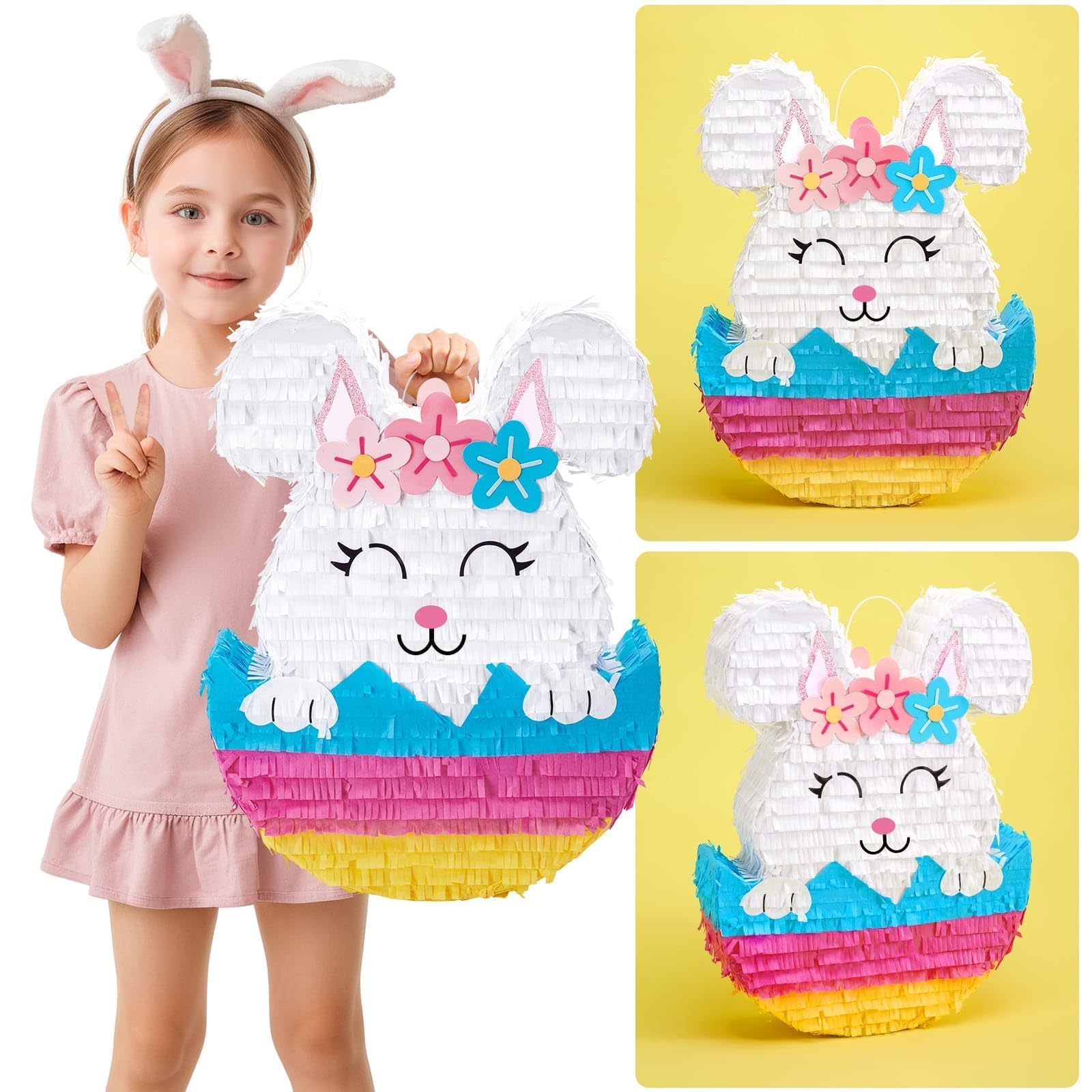 Foto 6 pulgar | Piñata Wernnsai Con Forma De Conejo De Pascua Para Niños Con Venda En Los Ojos Y Bastón - Venta Internacional.