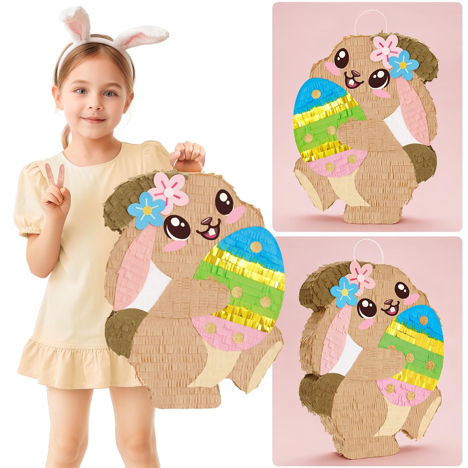 Foto 7 pulgar | Piñata Con Forma De Conejo De Pascua Wernnsai Con Los Ojos Vendados Y Bastón - Venta Internacional.